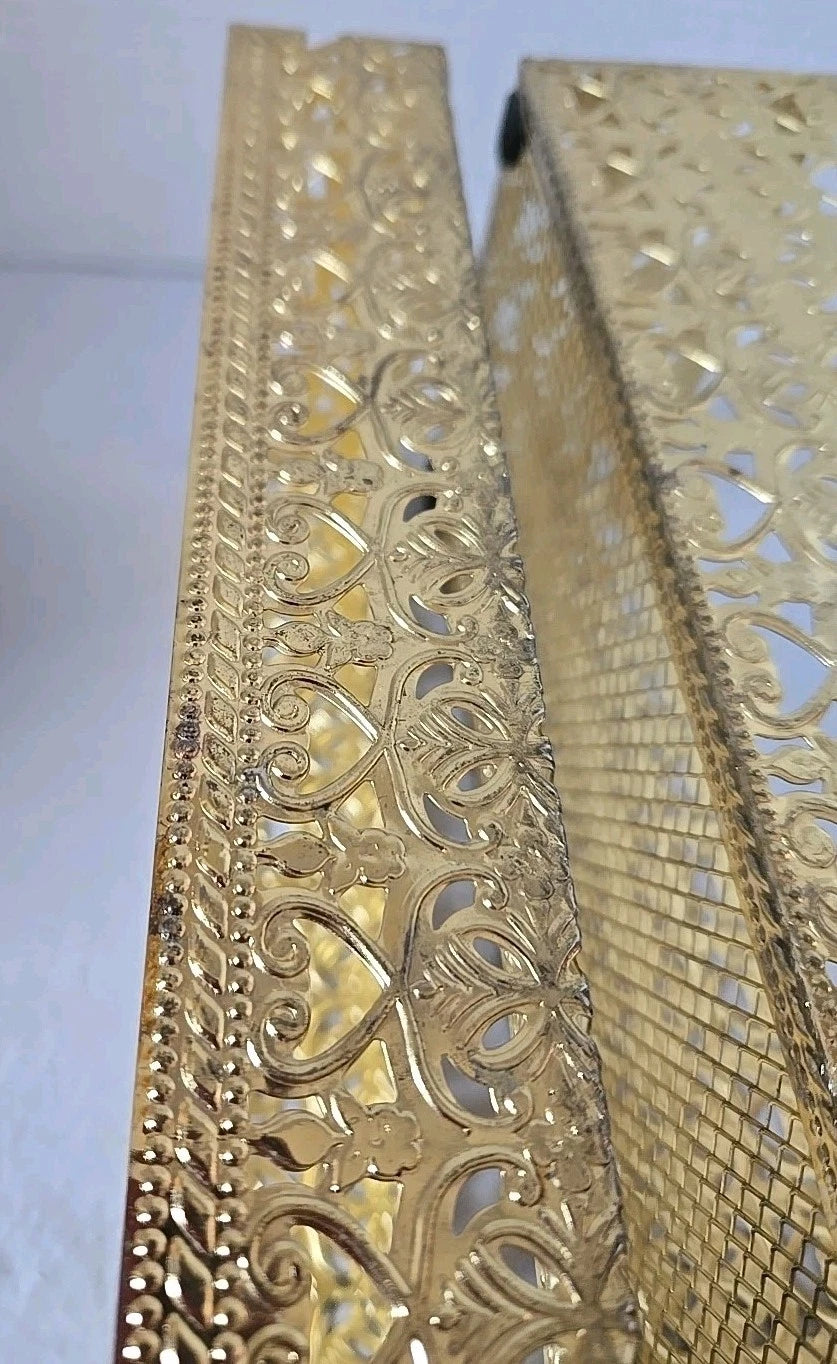 Vintage Hollywood Regency Brass Tissue Box Cover Ornate Filigree Mesh Lid Vanity | eBay