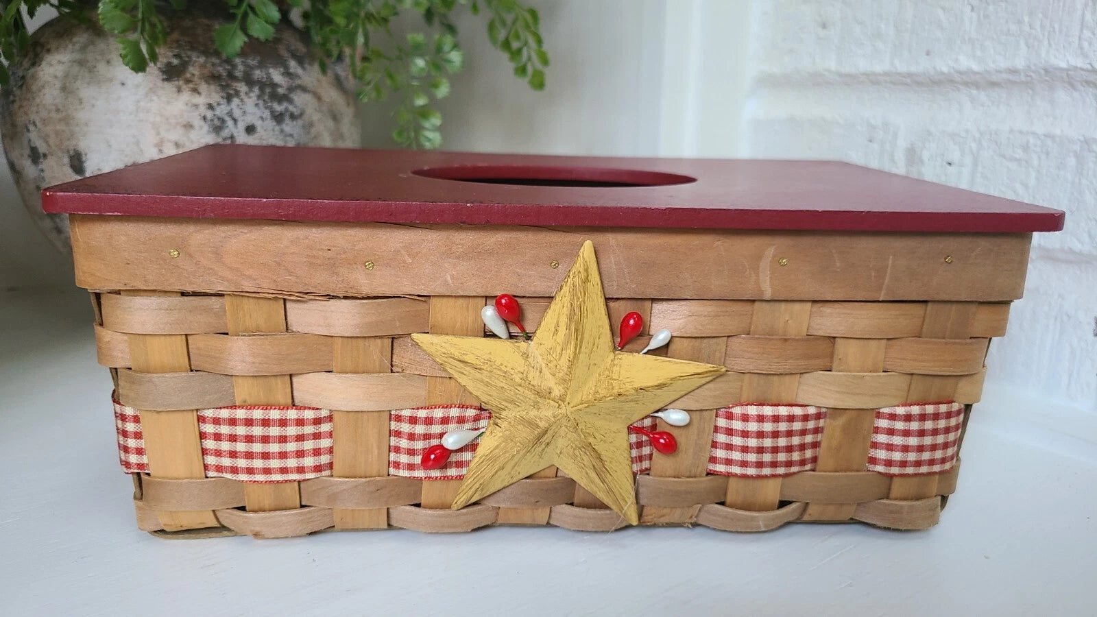 Set Of 2 Red White Star Tissue Box Rectangular & Square Hinged Tissue Box Holder | eBay