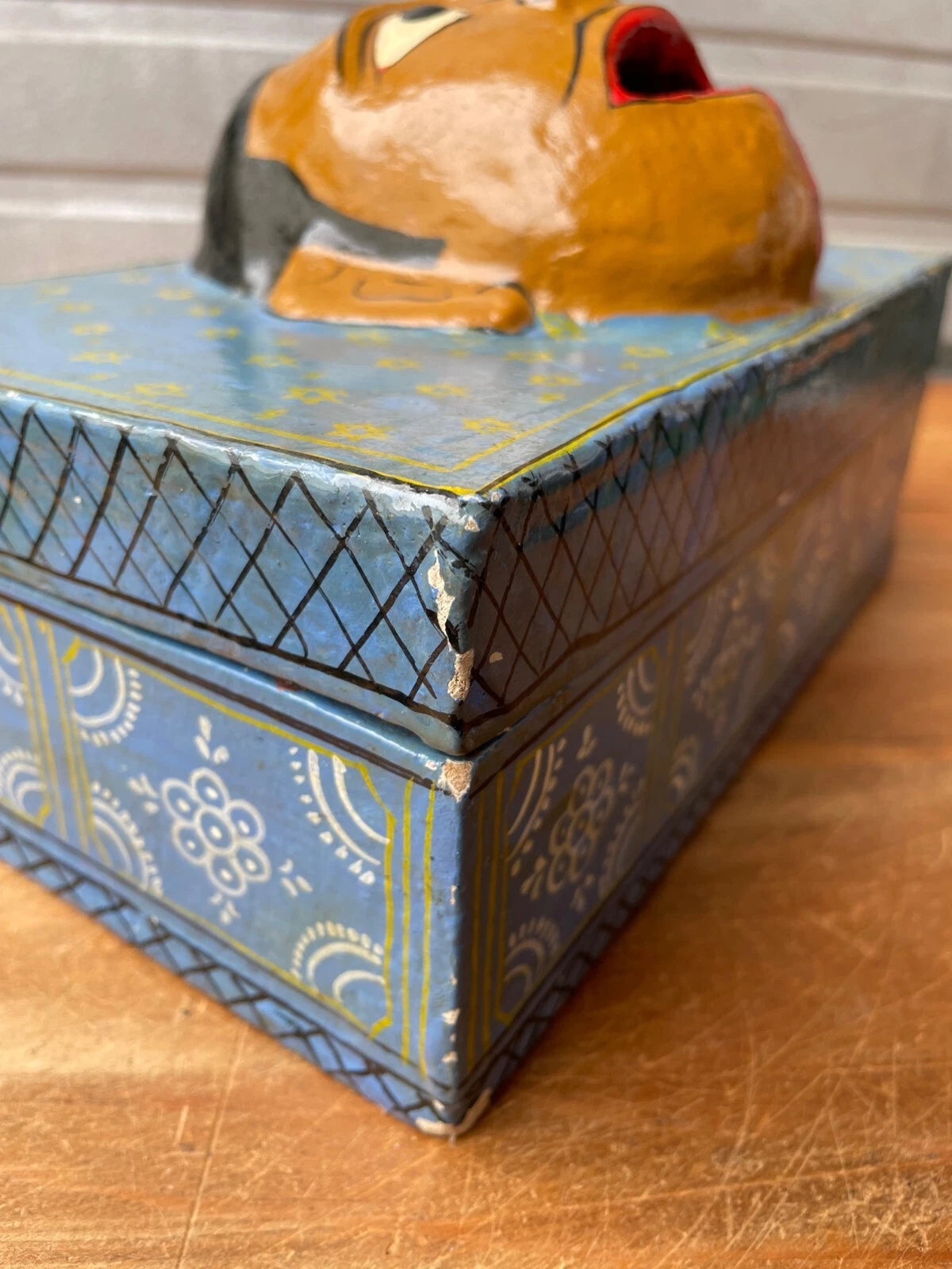 Vintage India Paper Mache Art Mask Hand Painted Handmade Tissue Box | eBay