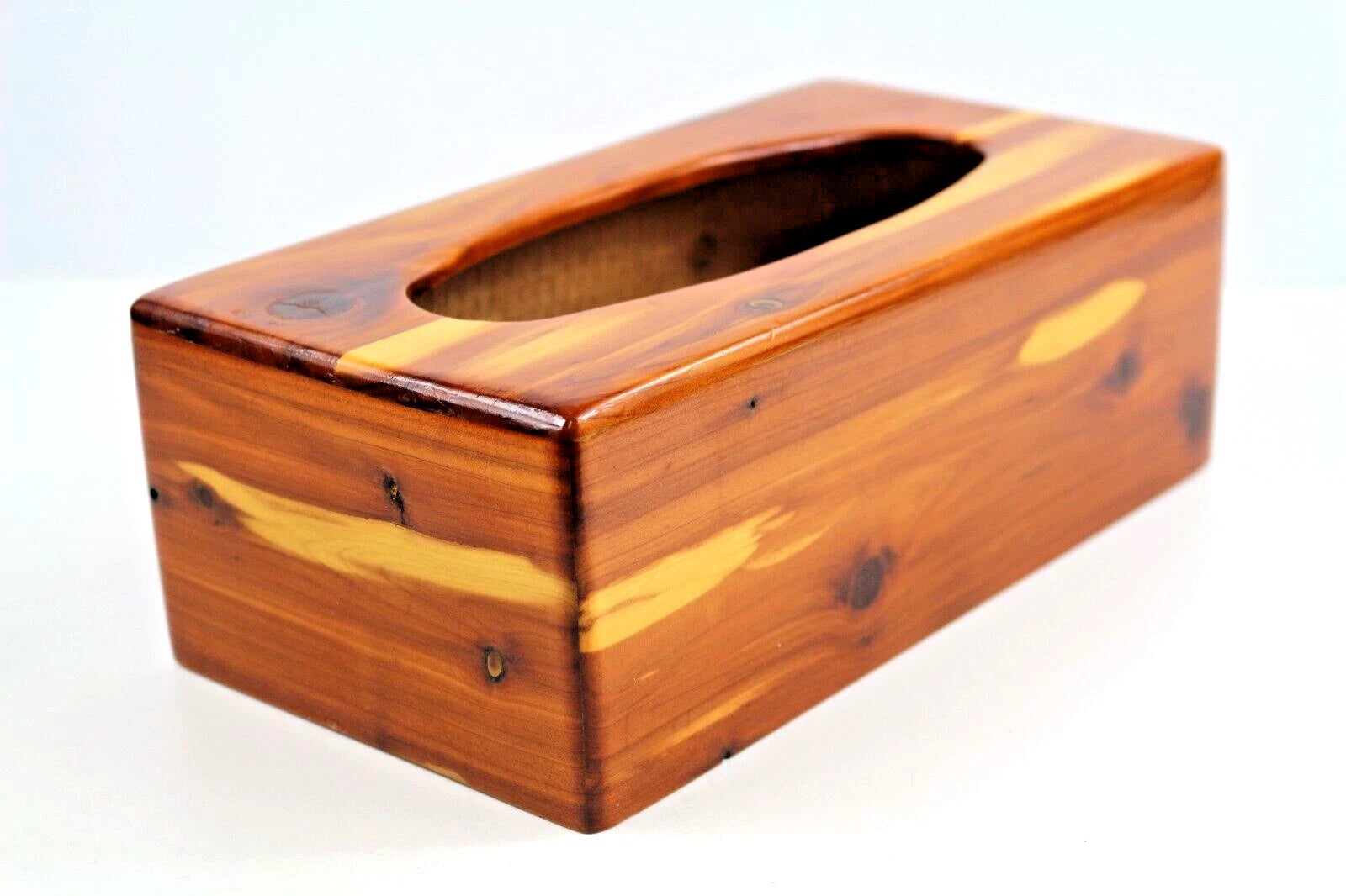 Vintage Cedar Wood Tissue Box Cover 10-1/2" X 5-3/8" X3-5/8" Oval Opening | eBay