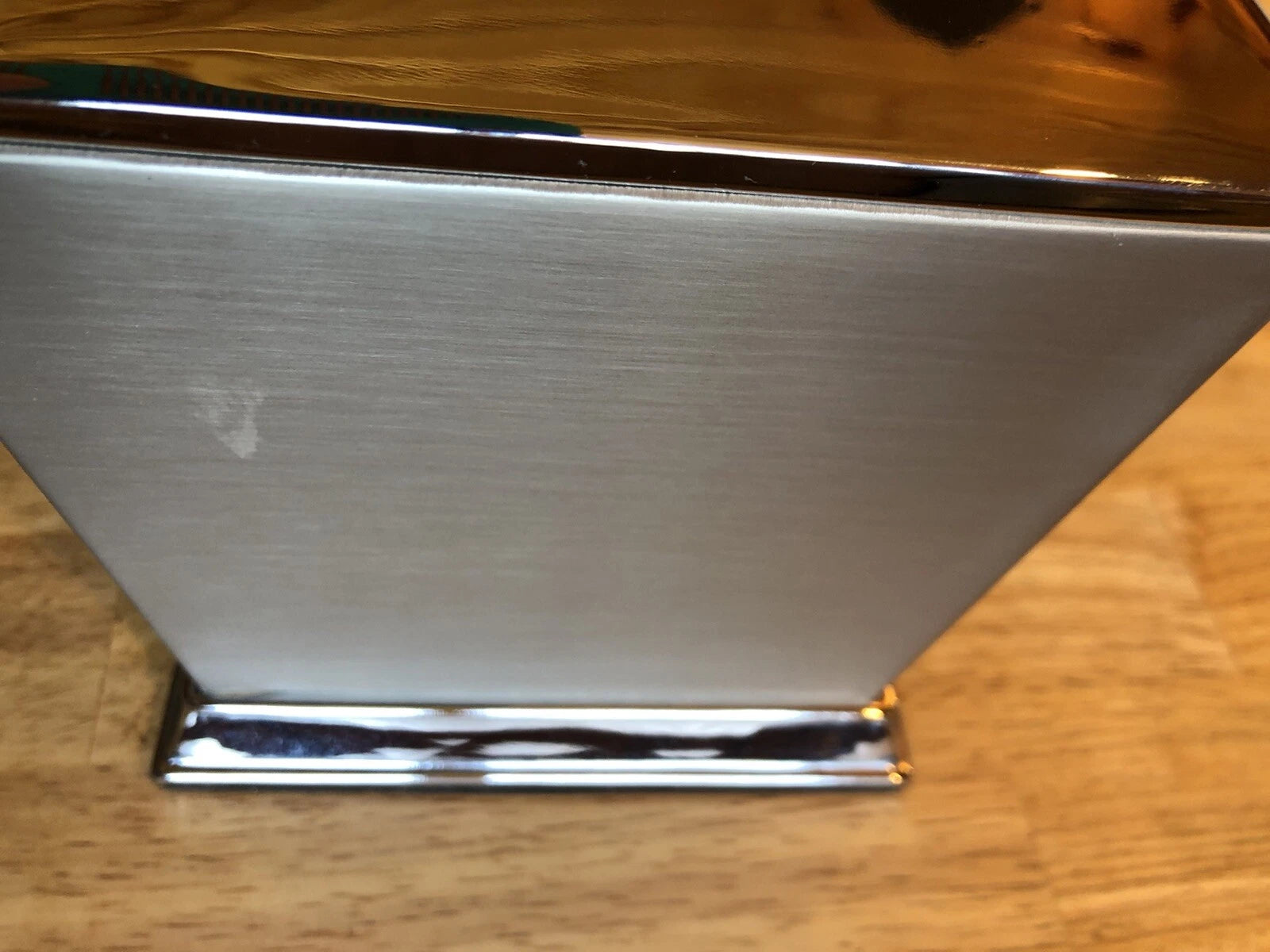 Silver Metal 6x6 Square Tissue Box Cover Matte Sides Shiny Top Trim Rubber Base | eBay