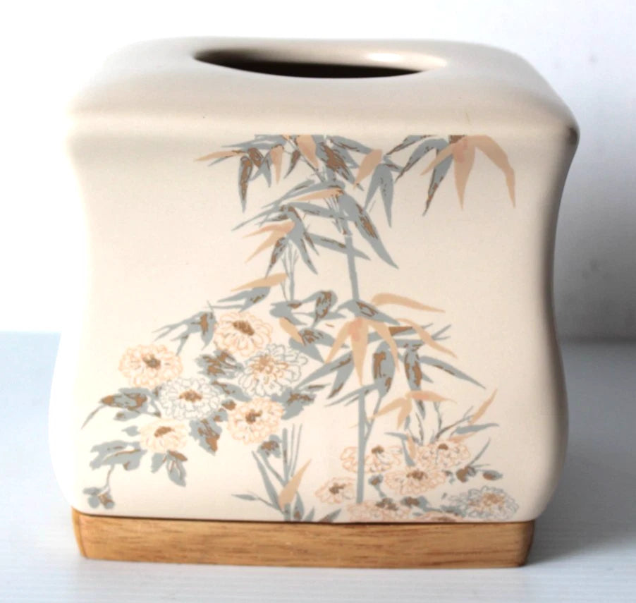 Joseph Abboud Nepal Bamboo Tissue Box Cover Asian Beige Ceramic Holder NBM58NAT | eBay