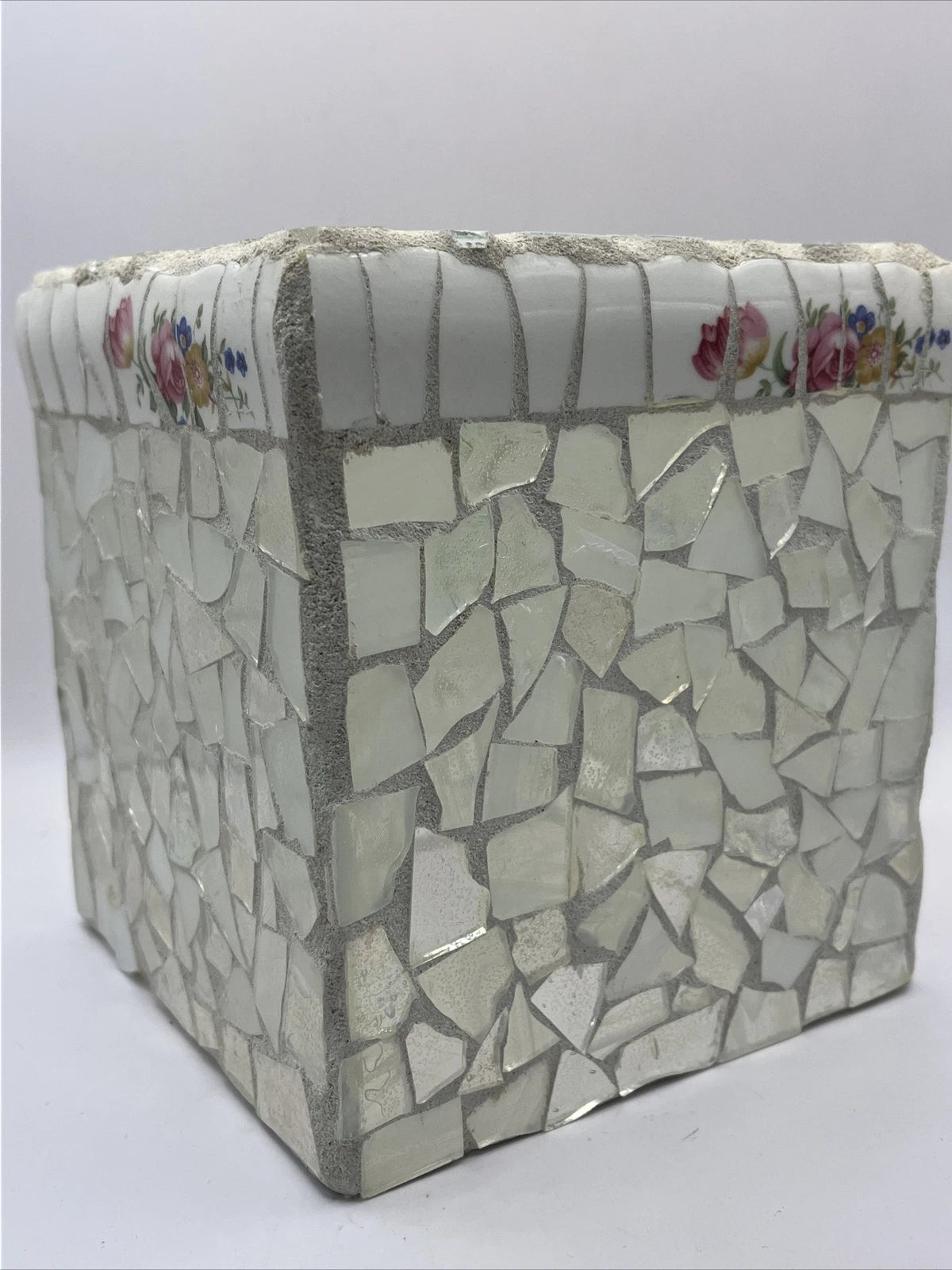 Mosaic Clear Glass Square Tissue Box Cover Roses | eBay
