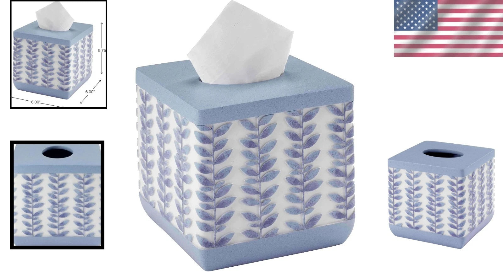 Monterey Collection Blue Resin Tissue Box Cover for Sophisticated Bathrooms | eBay