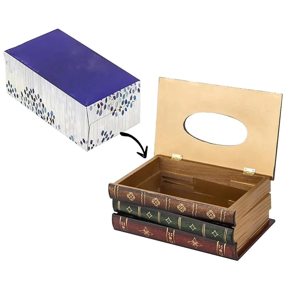 Classical Wooden Antique Book Tissue Box Cover Rectangular Tissue box (red-top) | eBay