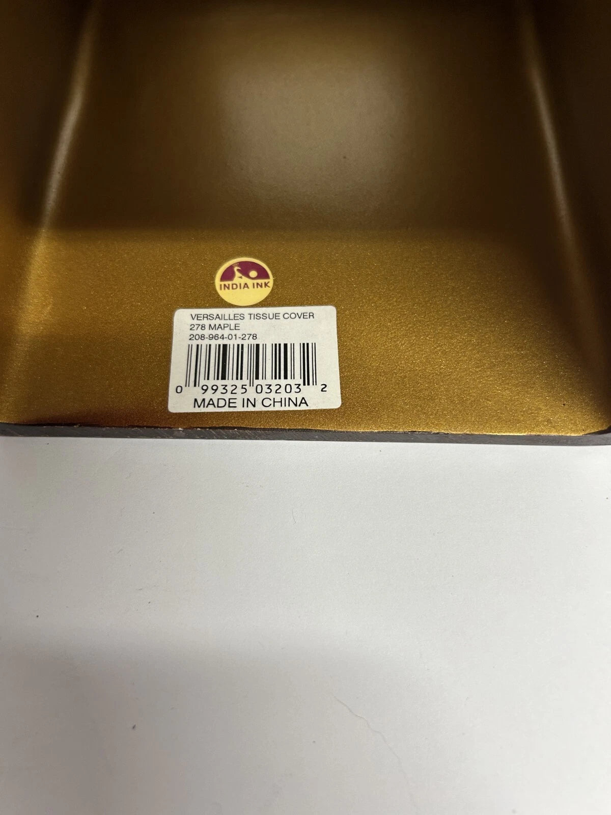 India Ink Vintage Versailles Tissue Cover Maple Gold Tone Burgandy Trim | eBay