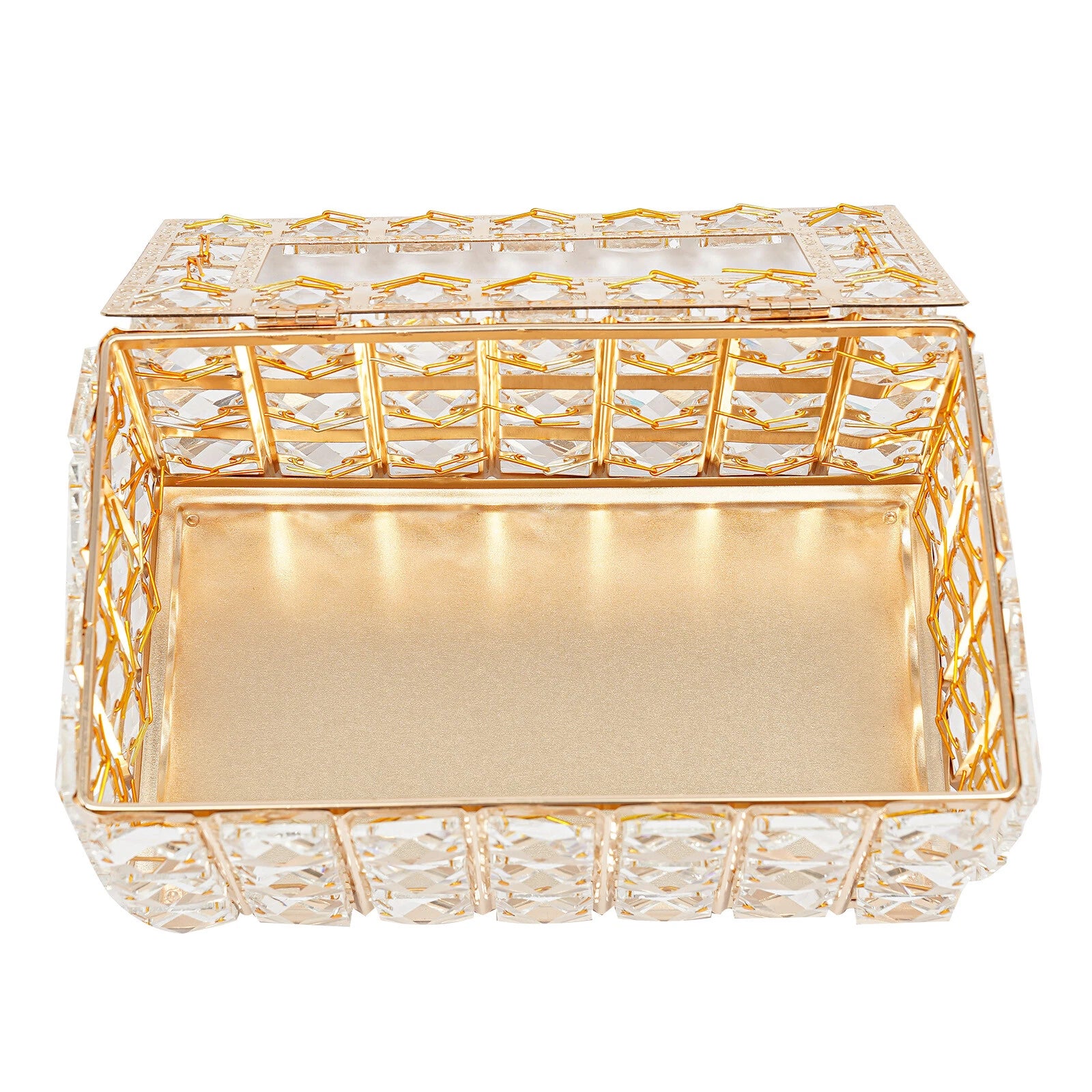 Tabletop Crystal Tissue Box Gold Paper Box Home Crystal Napkin Holder Round Pad | eBay