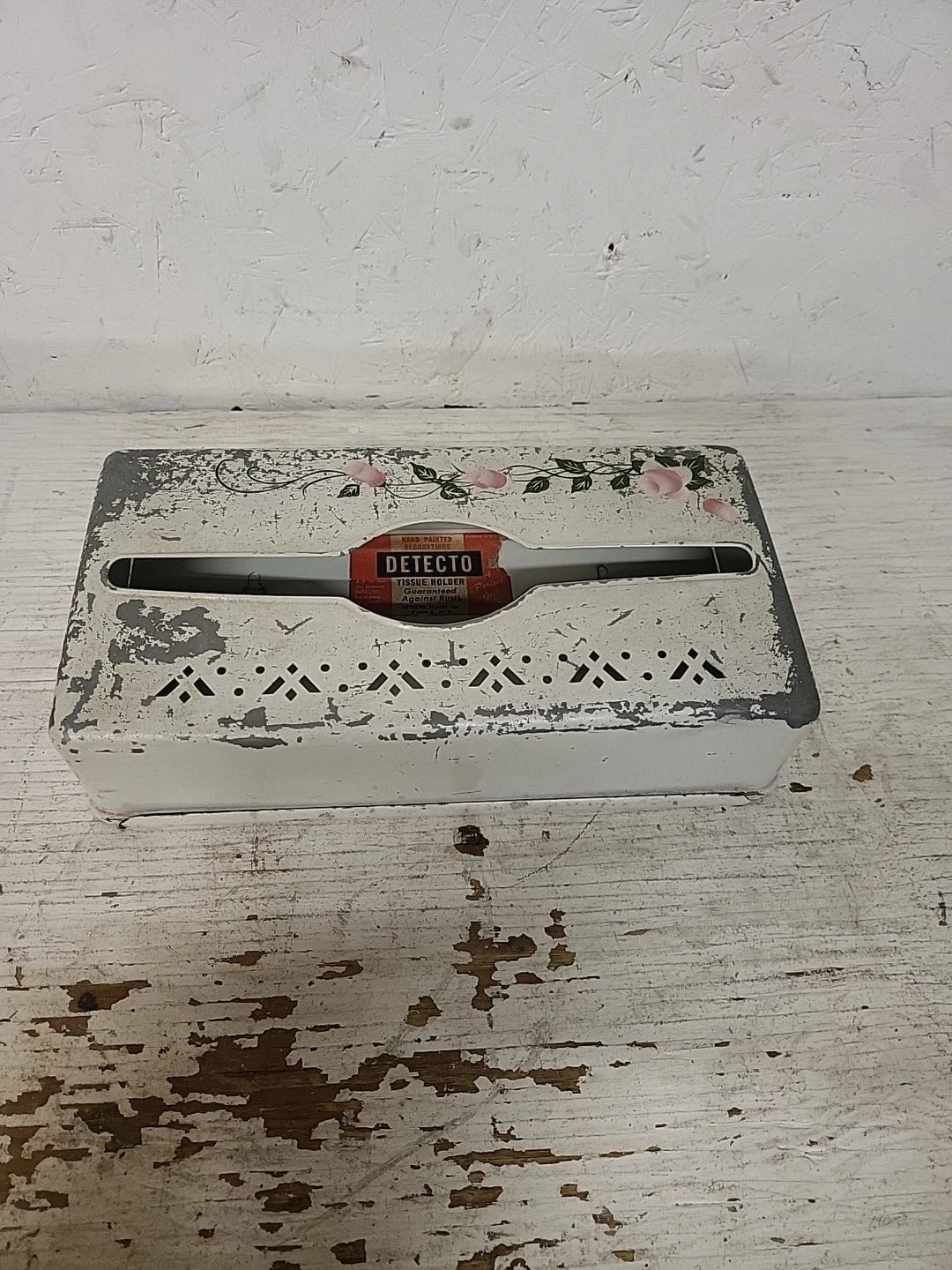 Vintage Tissue Box Holder Metal Wall Mount Floral Tissue cover SHABBY CHIC | eBay
