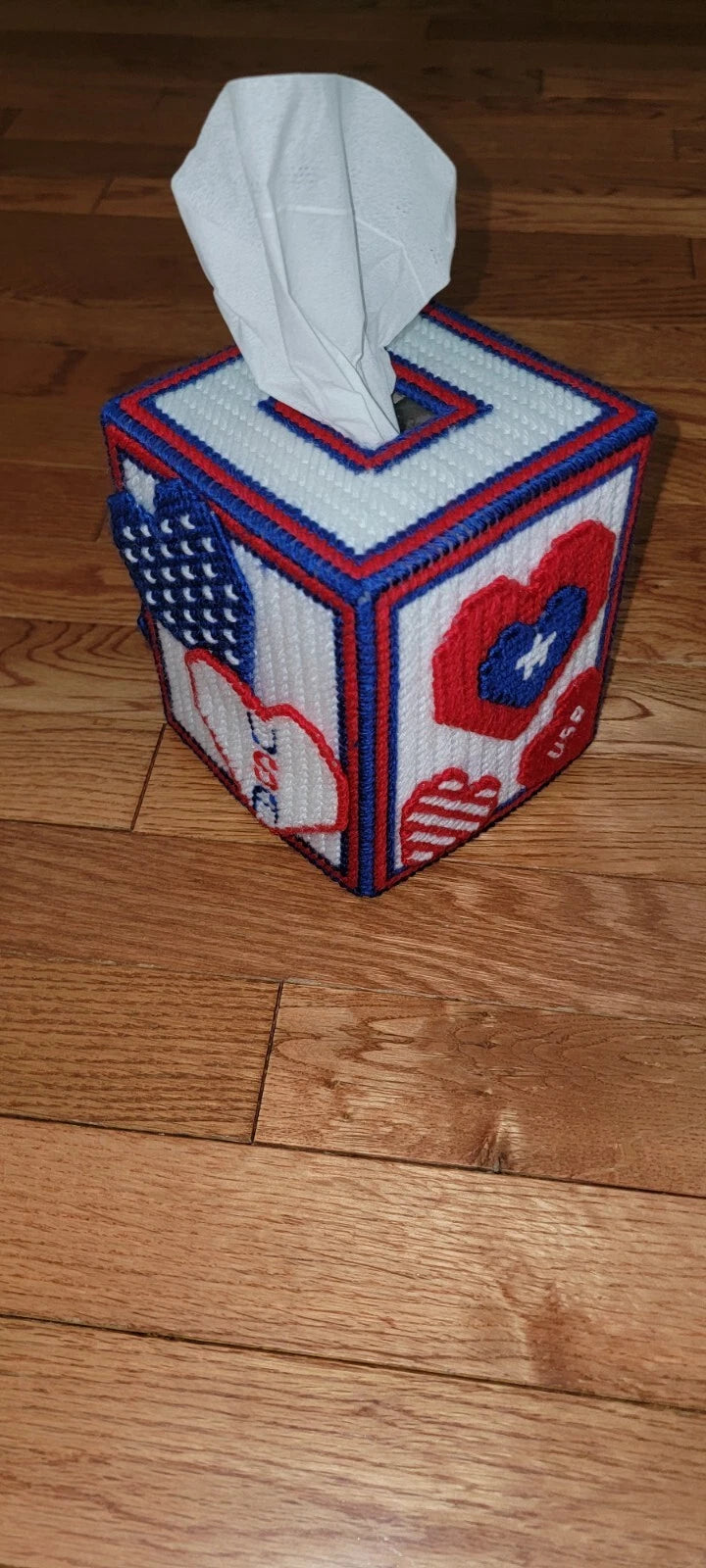 PATRIOTIC HEARTS HANDMADE TISSUE BOX COVER | eBay