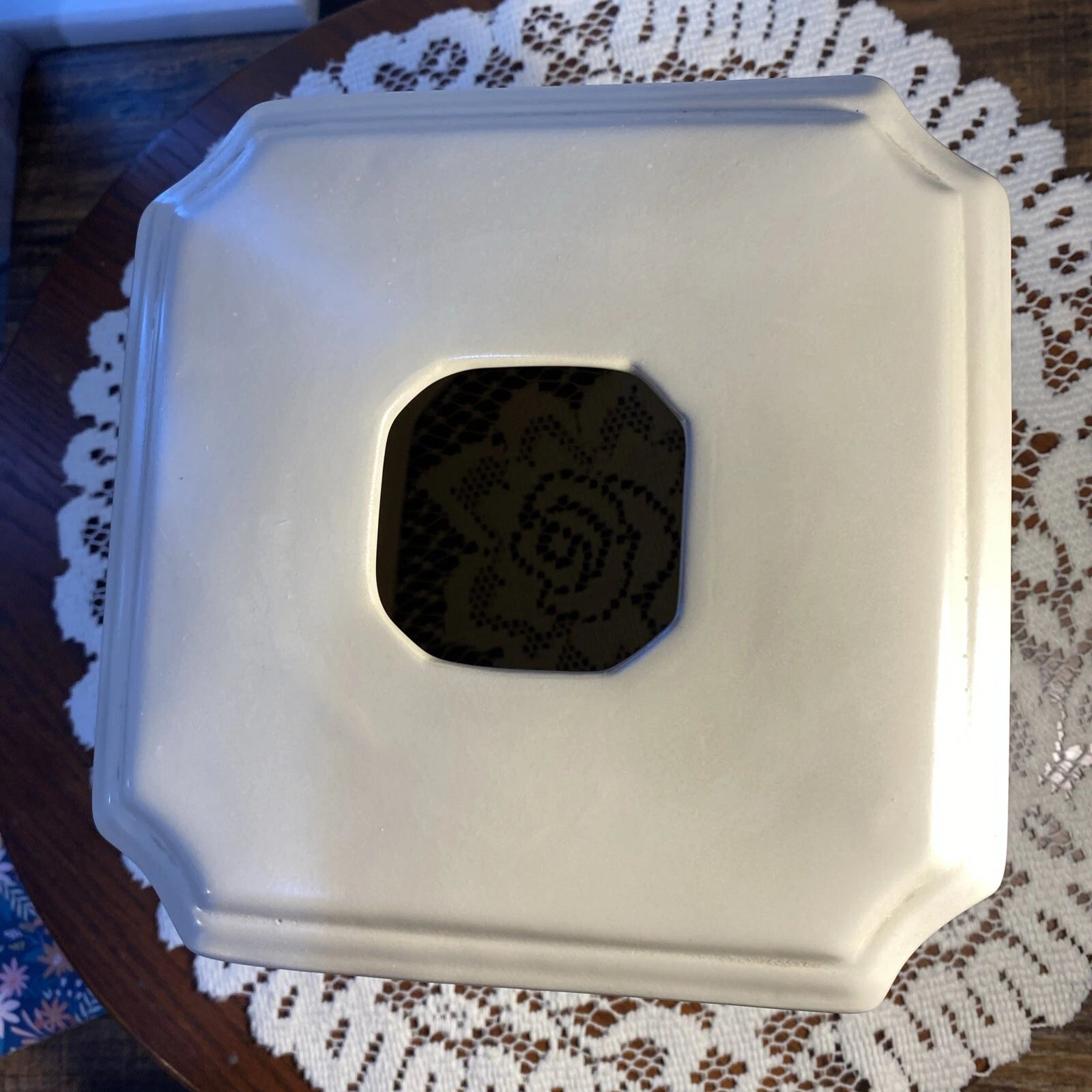 Cream Tissue Box Cover Stoneware 6” T X 6.50” W | eBay