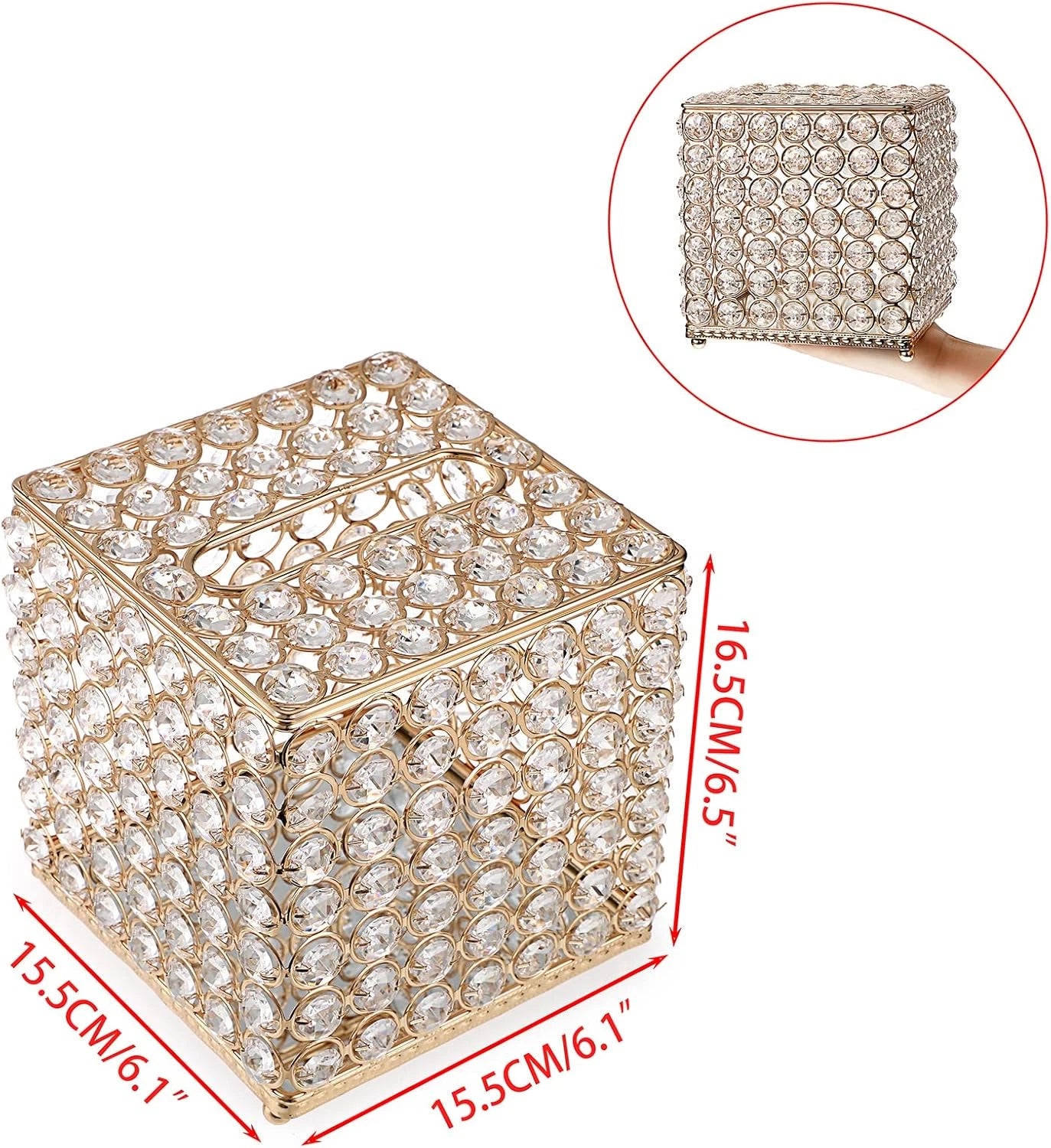 Crystal Square Tissue Box Cover - Sparkling Glass Cube Tissue Box Holder, Decora | eBay