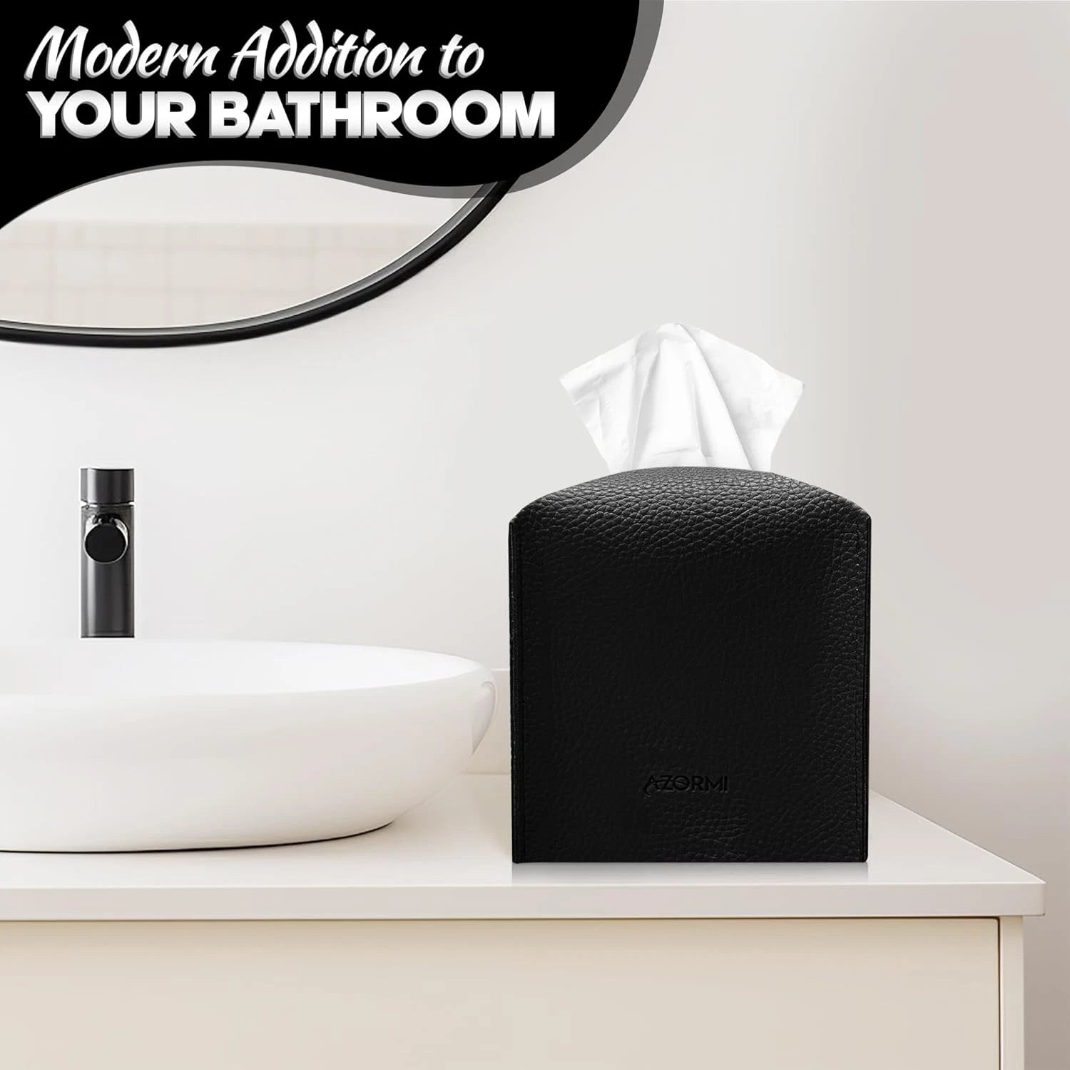 Tissue Box Cover Holder, PU Leather Tissue Box Cover Square with Bottom Belt, Cu | eBay