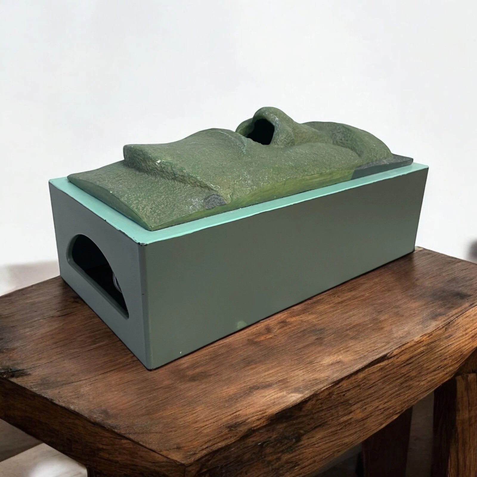 TIKI Faux Stone Tissue Box Cover Green Face Easter Island Moai Rotary Hero | eBay