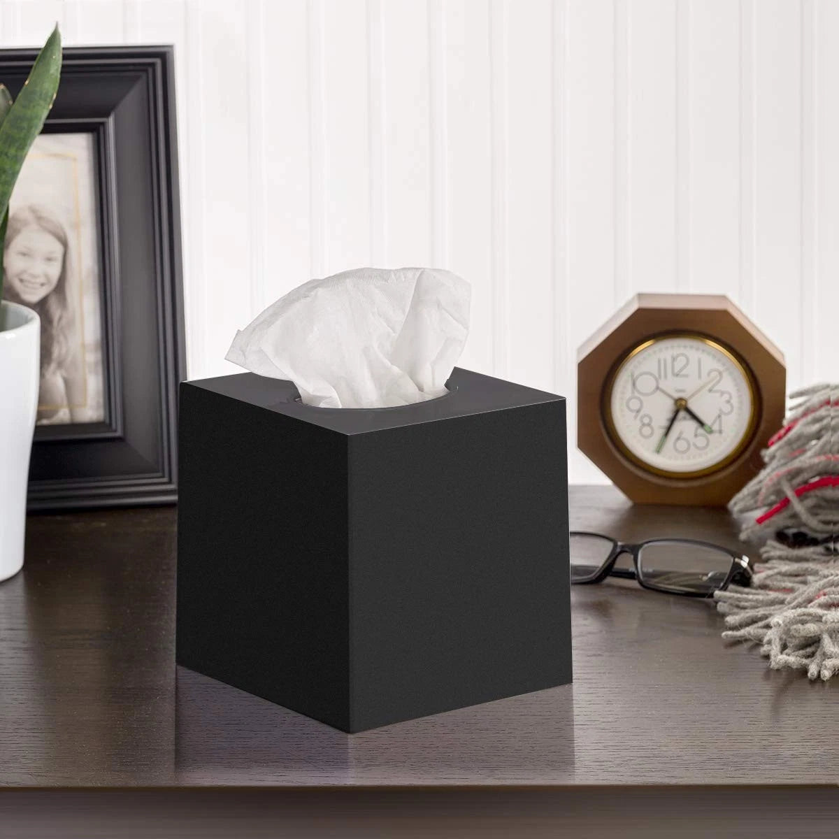 DWËLLZA Home Black Tissue Box Cover Square - Plastic Facial Tissue Box Holder... | eBay