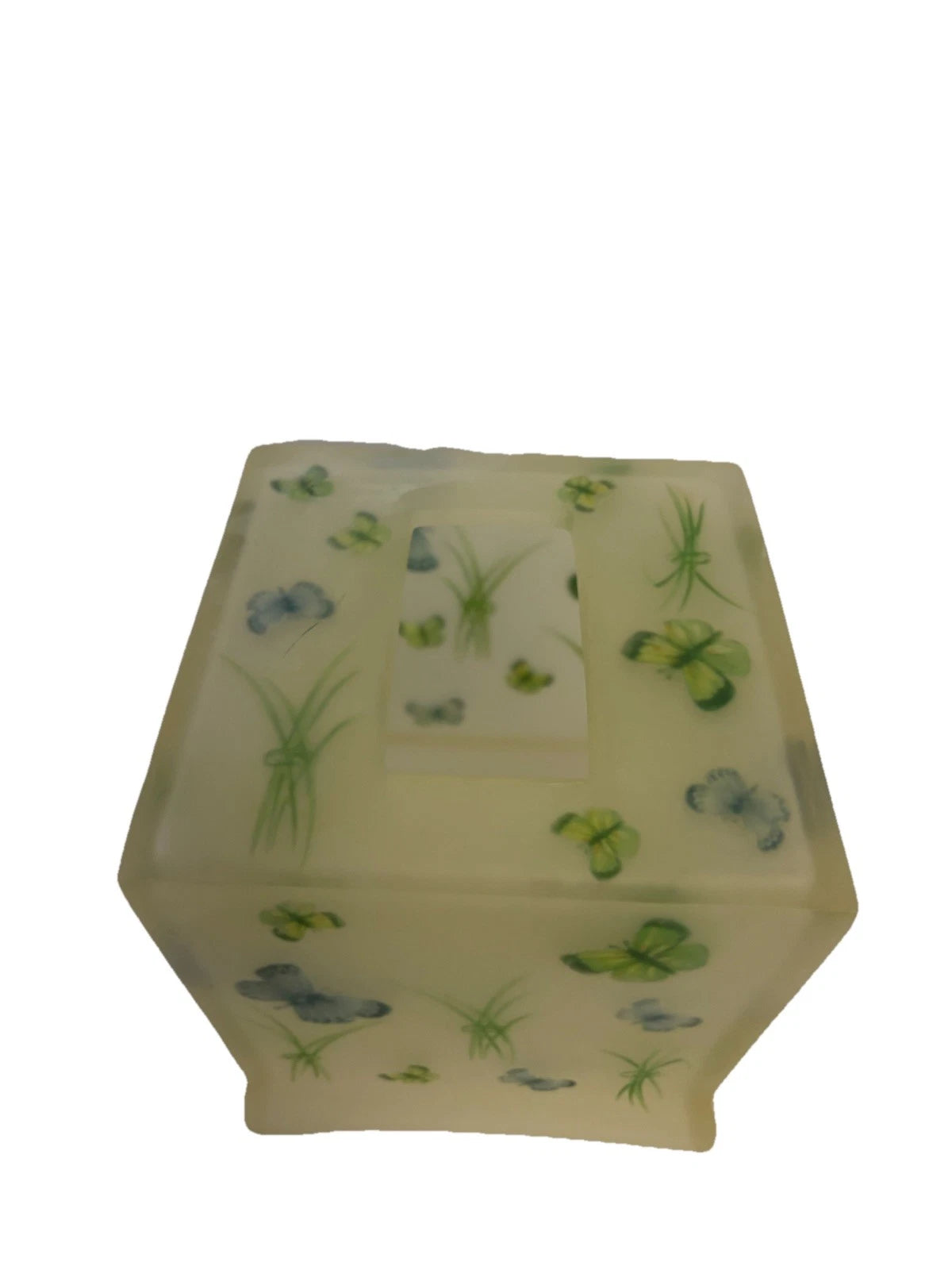 Glass Tissue Box Holder Butterflies Preowned Good Condition | eBay