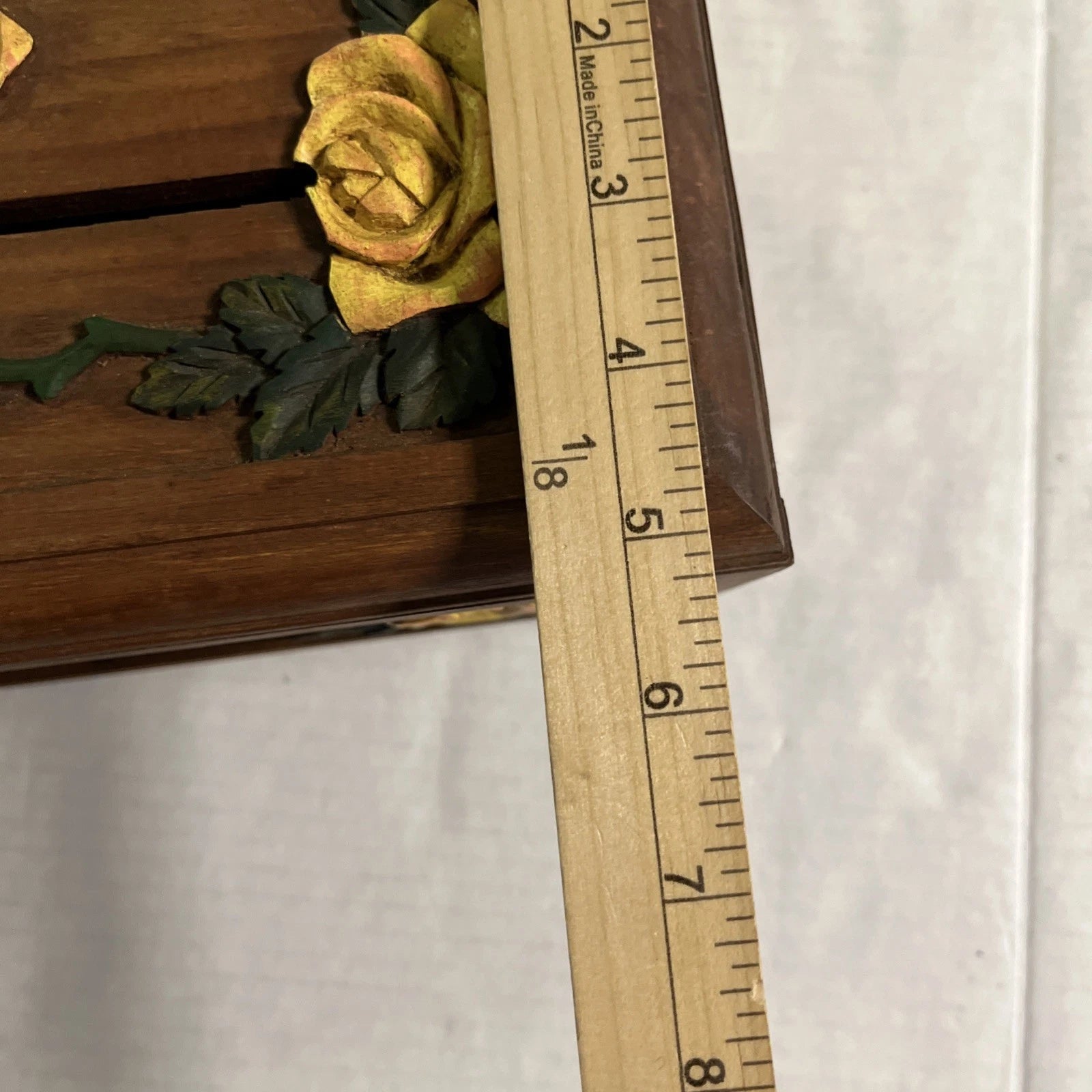 Vintage Hand Carved Wooden Tissue Box Holder Box Yellow Floral Boho Hippie | eBay