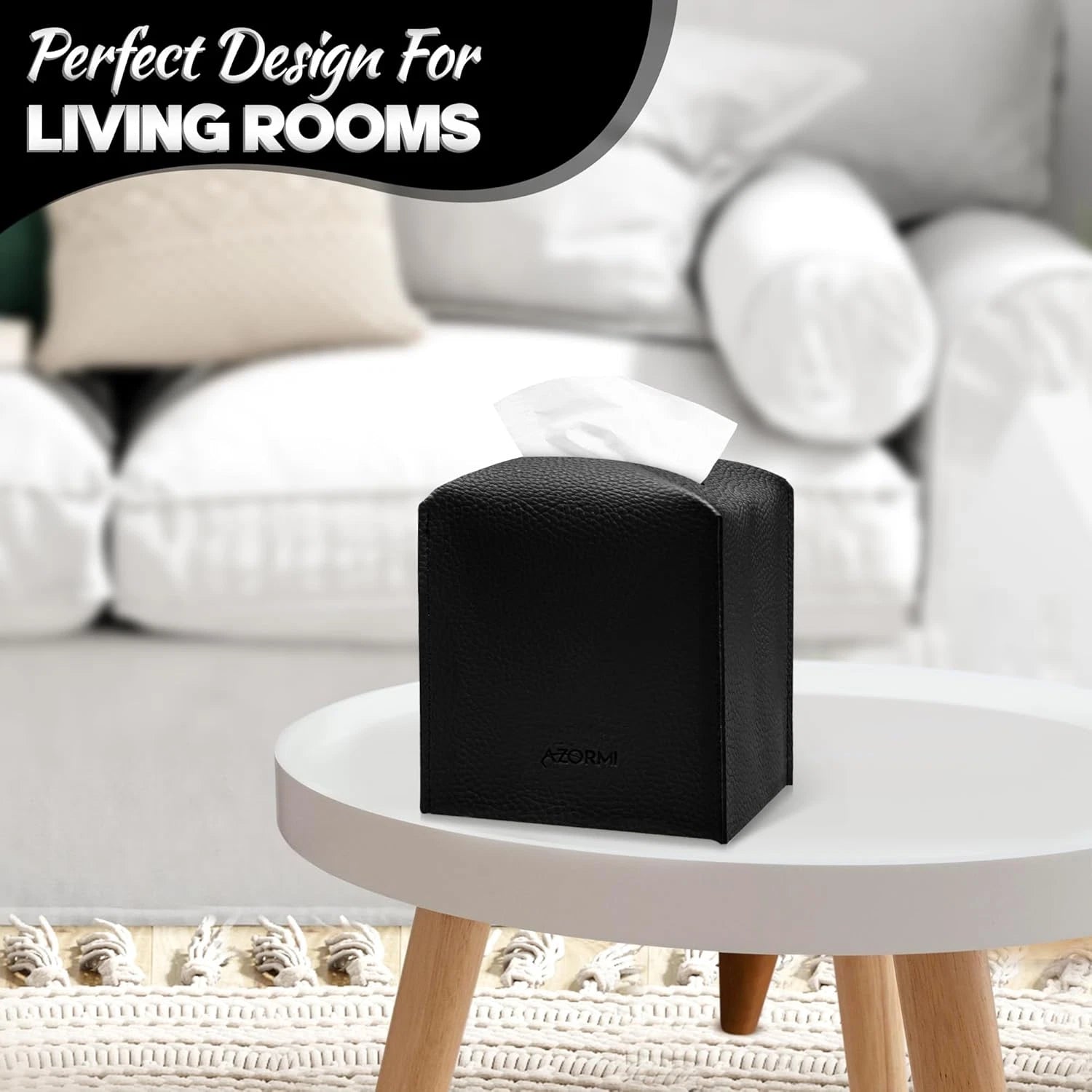 Tissue Box Cover Holder, PU Leather Tissue Box Cover Square with Bottom Belt, Cu | eBay