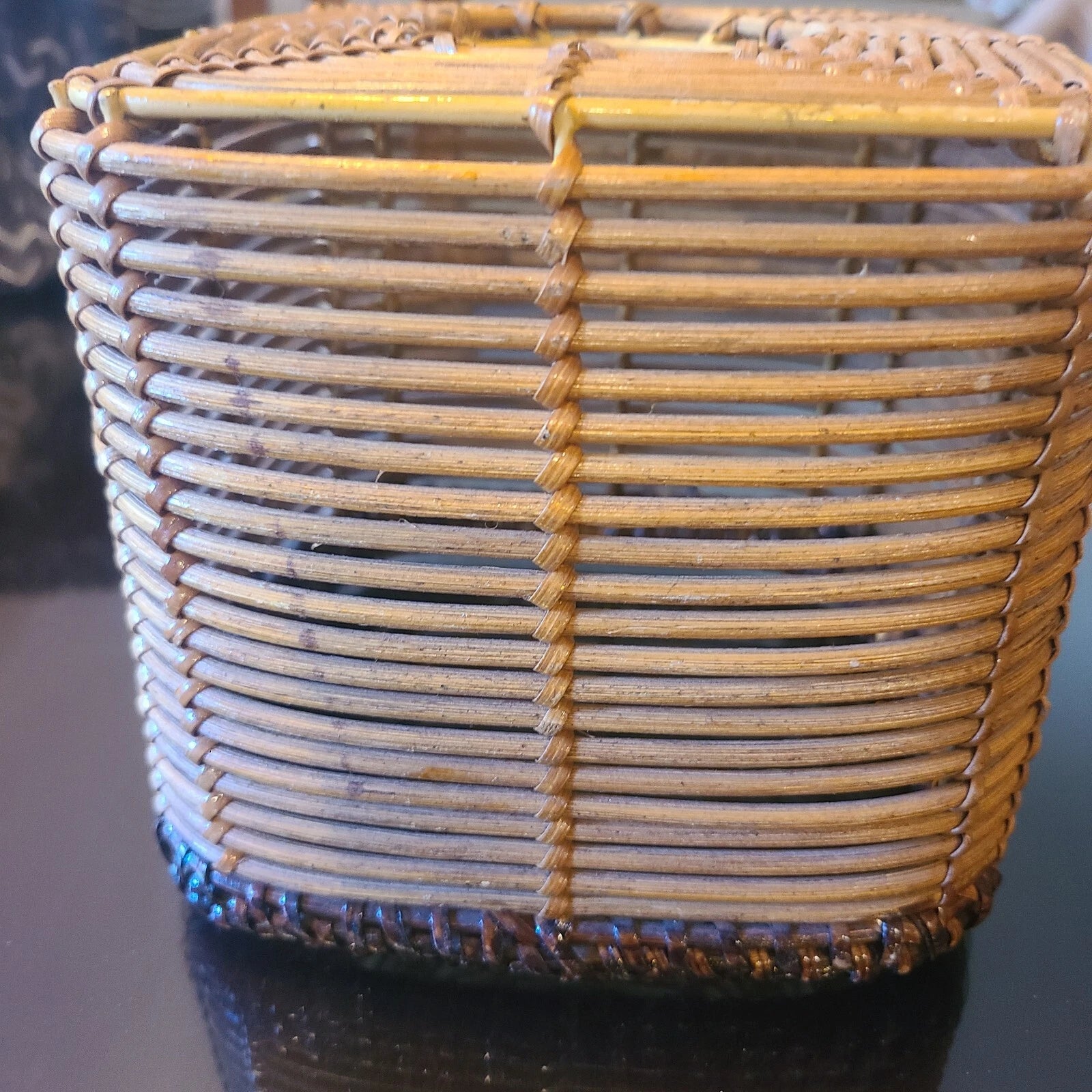 Tissue box holder in wicker rattan. 2 tone. Boho. | eBay