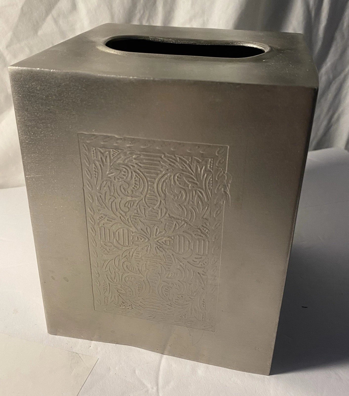 Silver Metal Tissue Box Cover With Design On 2 Sides | eBay