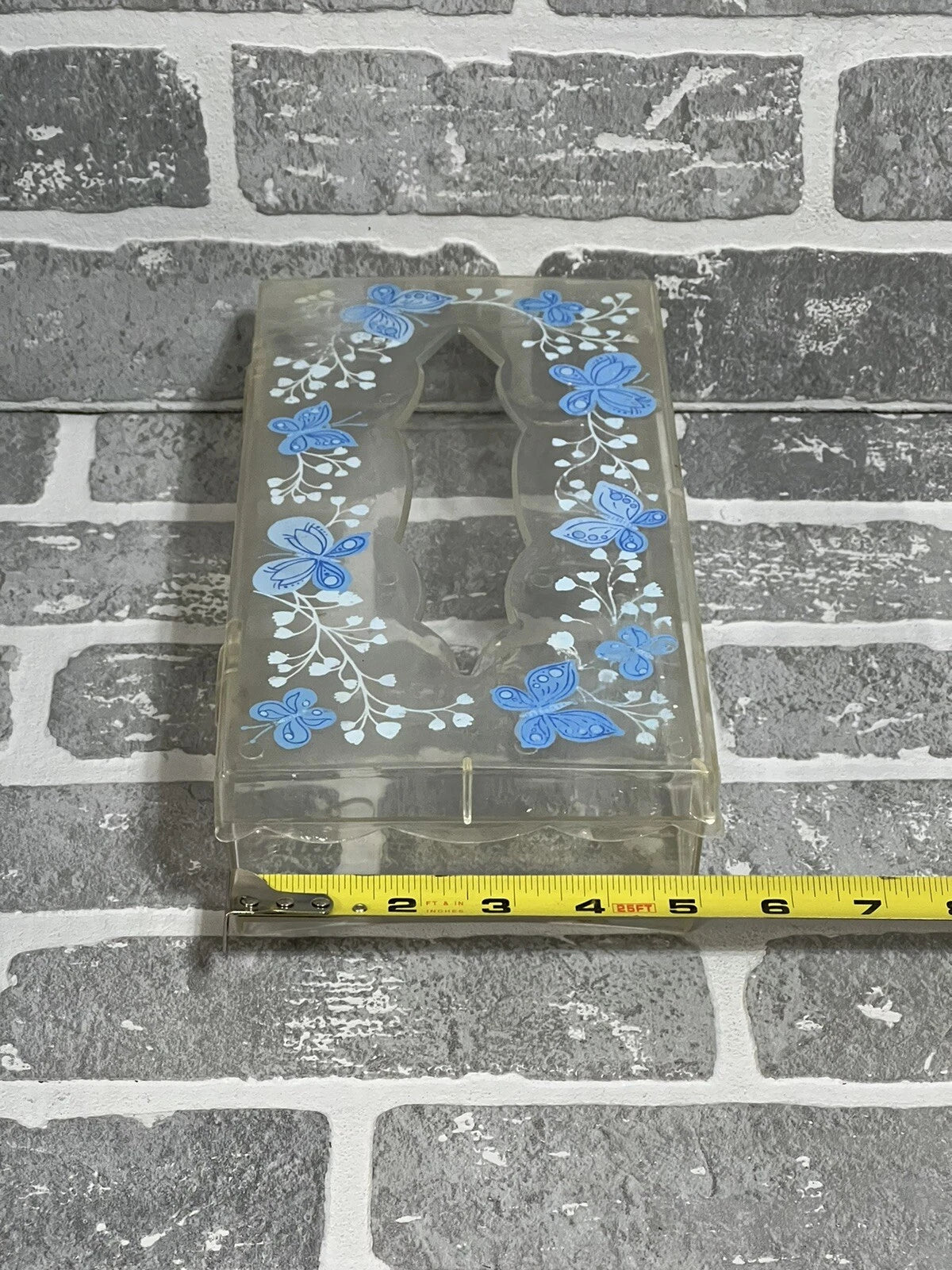 Vintage Wolff Products Co Clear Plastic Tissue Box Painted Butterfly Hinged Lid | eBay