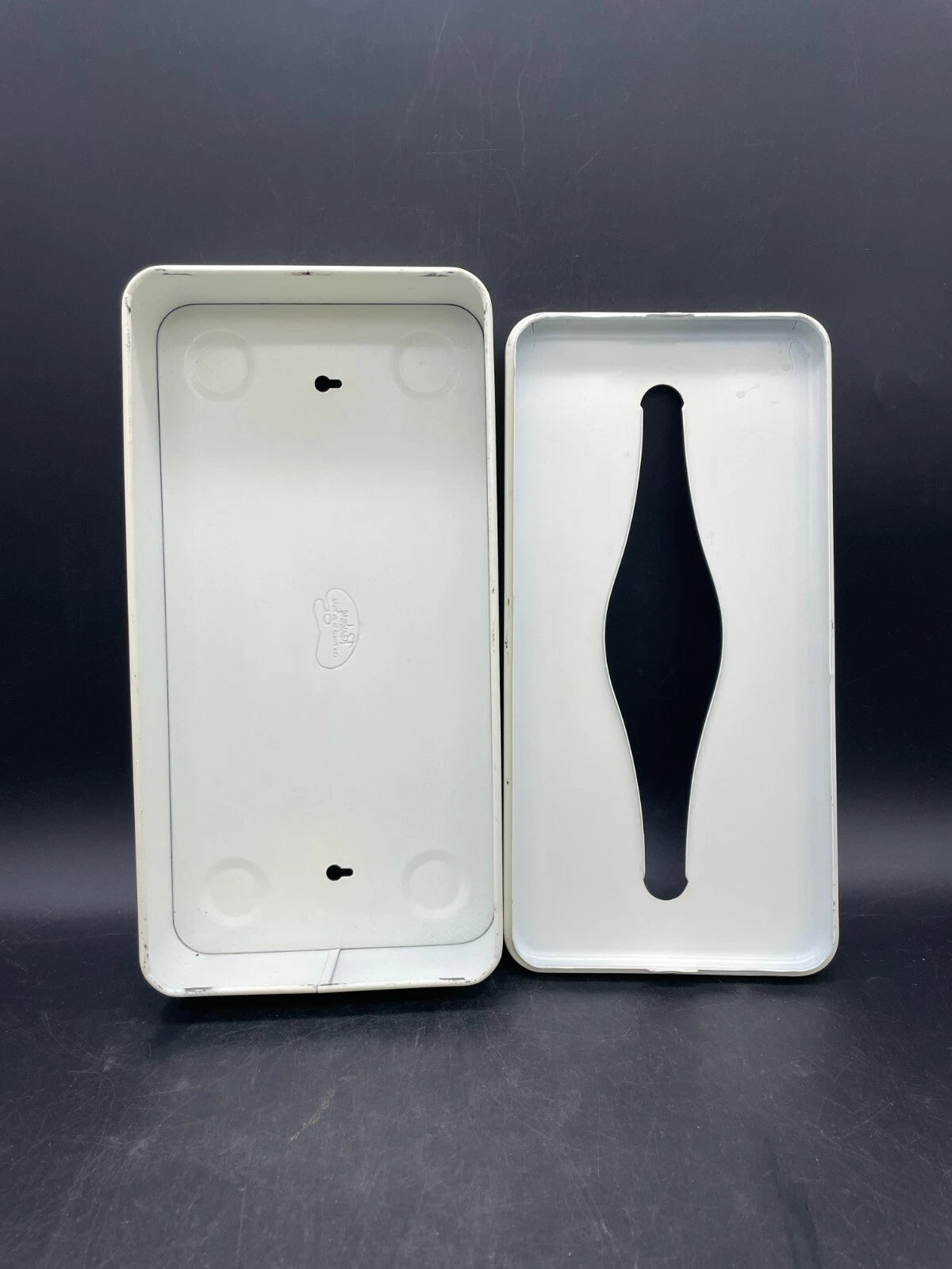 Vintage Ransburg 1950s Retro Hand Painted White and Gold Metal Tissue Box | eBay