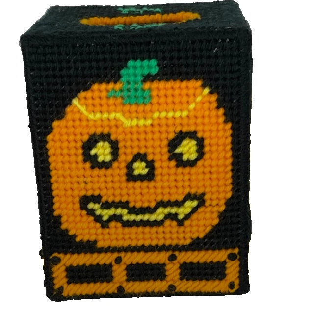 Pumpkin Jack O Lantern Halloween Plastic Canvas Tissue Box Holder | eBay