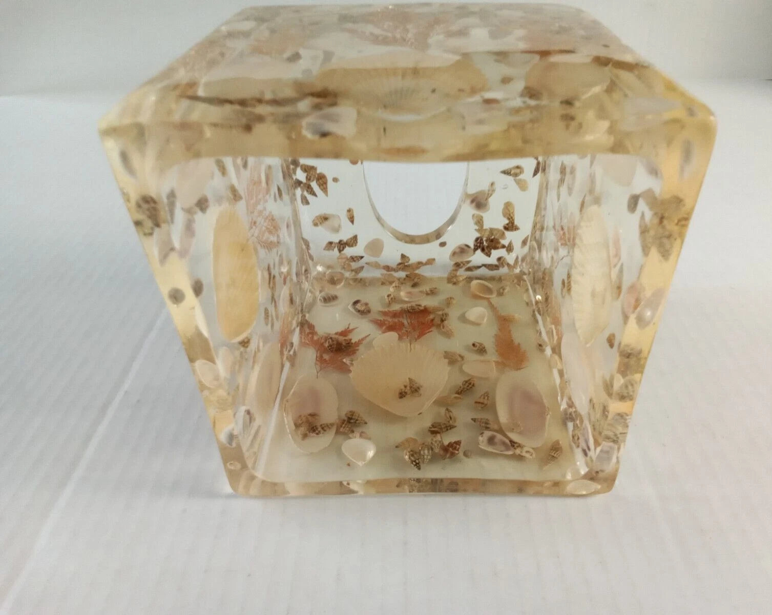 Vintage Lucite Acrylic Sea Shells Tissue Box Cover 6" Square | eBay