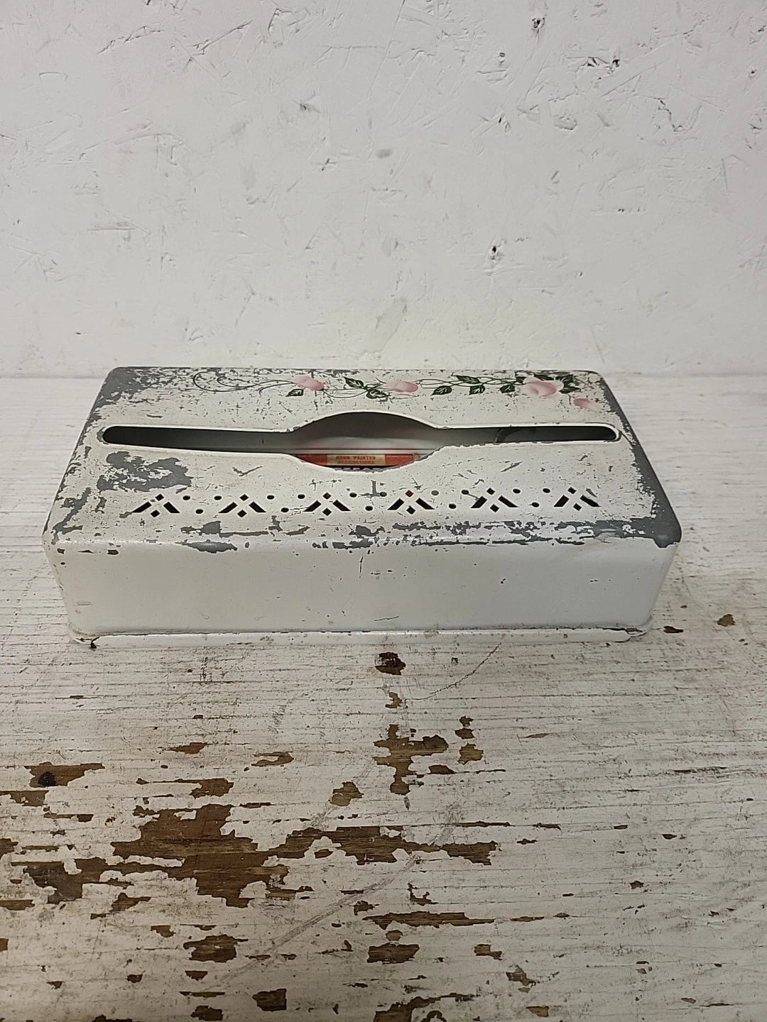 Vintage Tissue Box Holder Metal Wall Mount Floral Tissue cover SHABBY CHIC | eBay