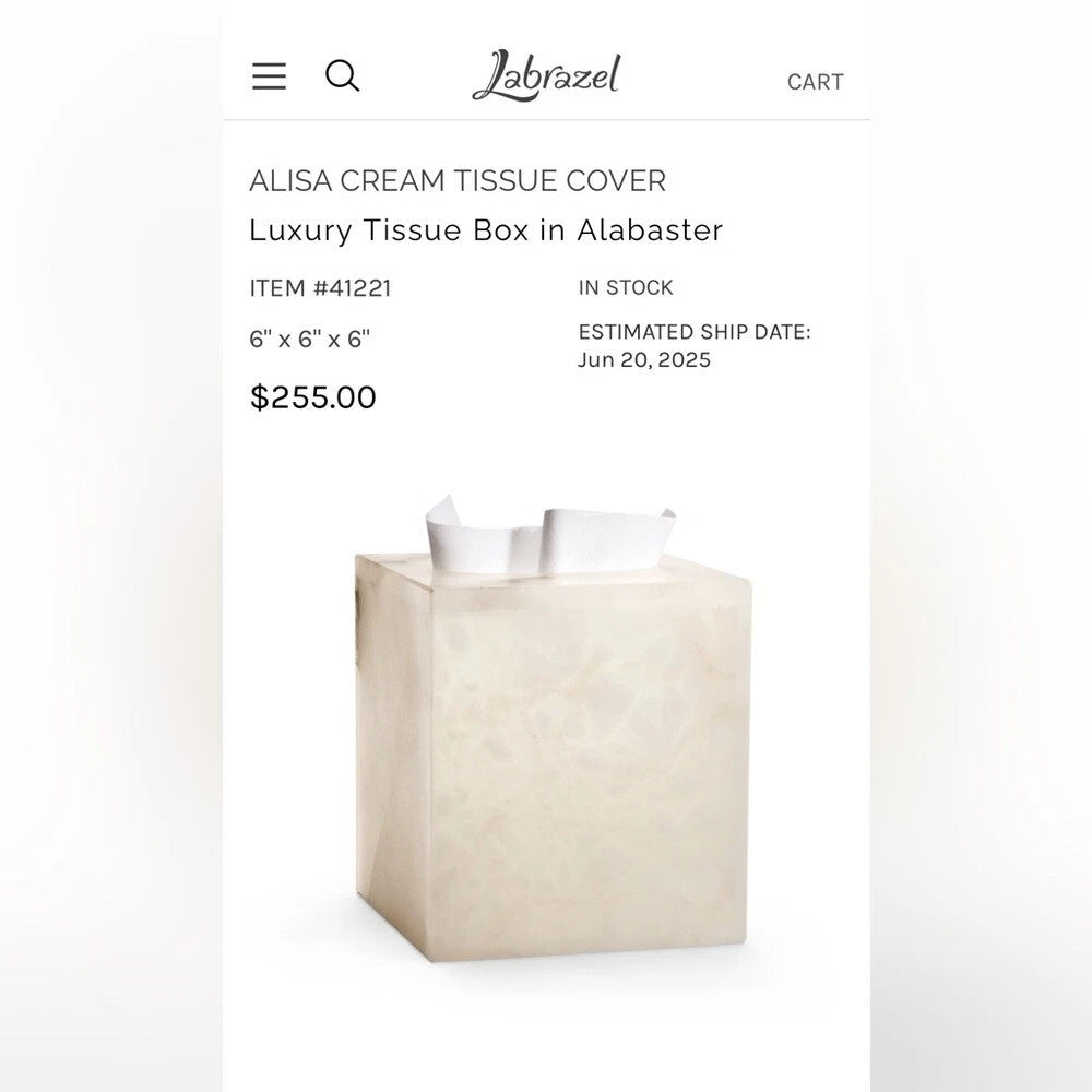 LABRAZEL Luxury Tissue Box/Tissue Cover Alisa Cream in Alabaster Made in Italy | eBay