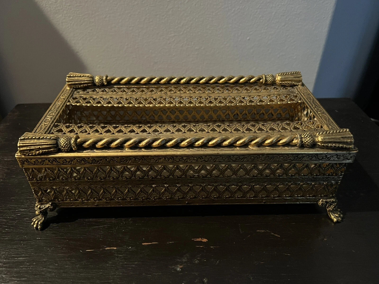 Vintage Stylebuilt Hollywood Regency Gold Rope & Tassel Tissue Box Holder Cover | eBay
