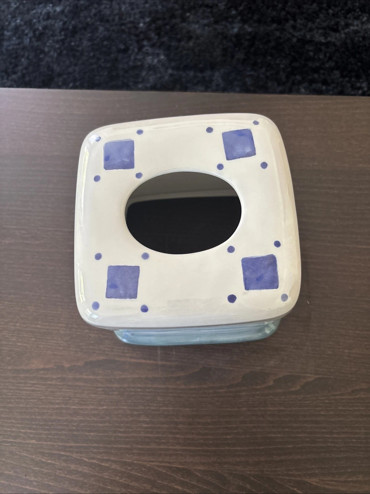 Hand-Painted Ceramic Tissue Box Cover – Blue & White Geometric Swirl Design | eBay