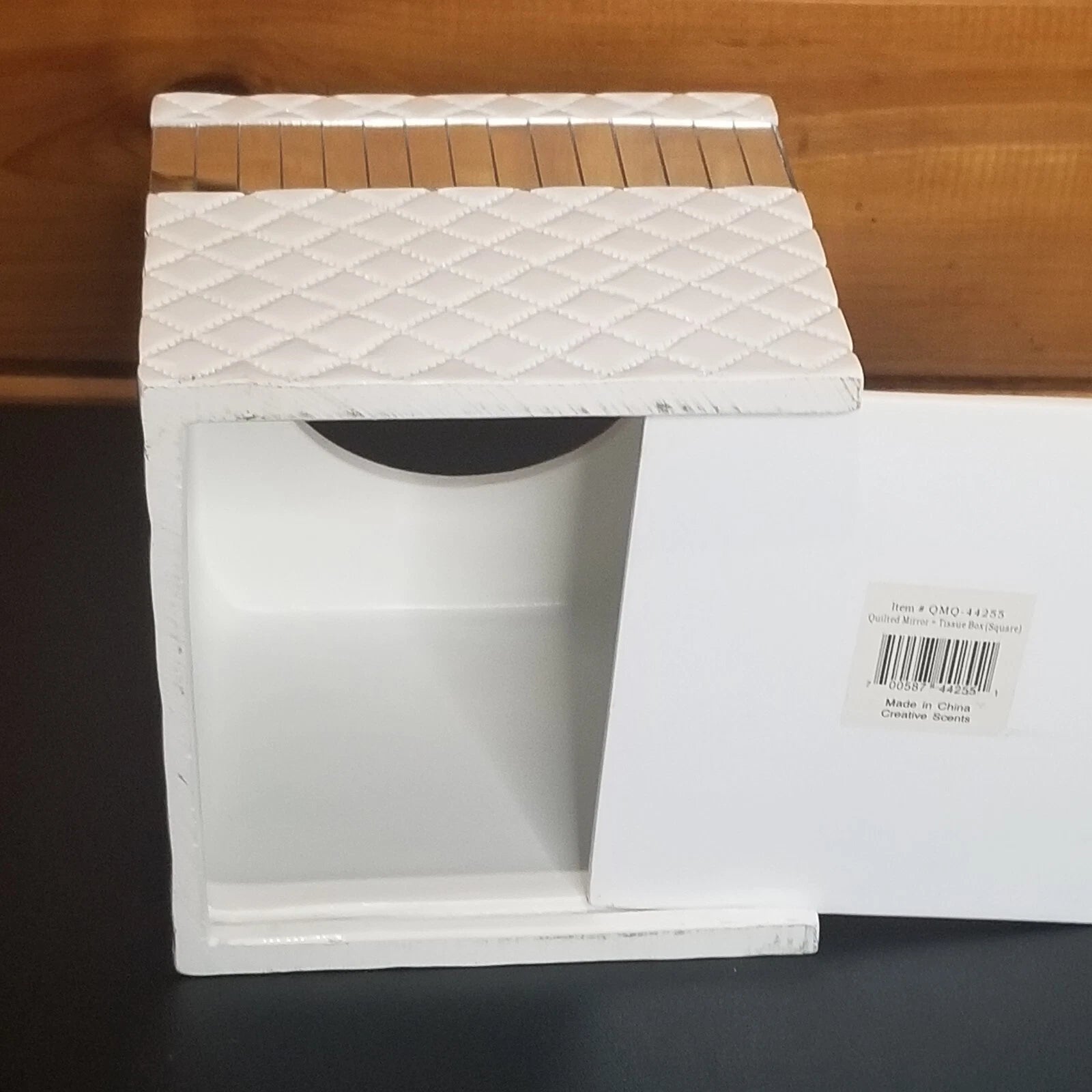 Creative Scents Square Mirrored White Tissue Box Holder Bathroom Decor | eBay