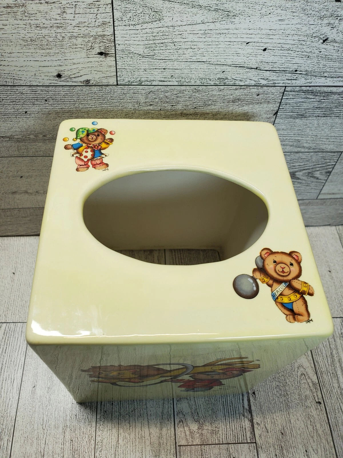 Vintage Handmade Ceramic Tissue Box Cover Baby's Room Teddy Bear Circus | eBay