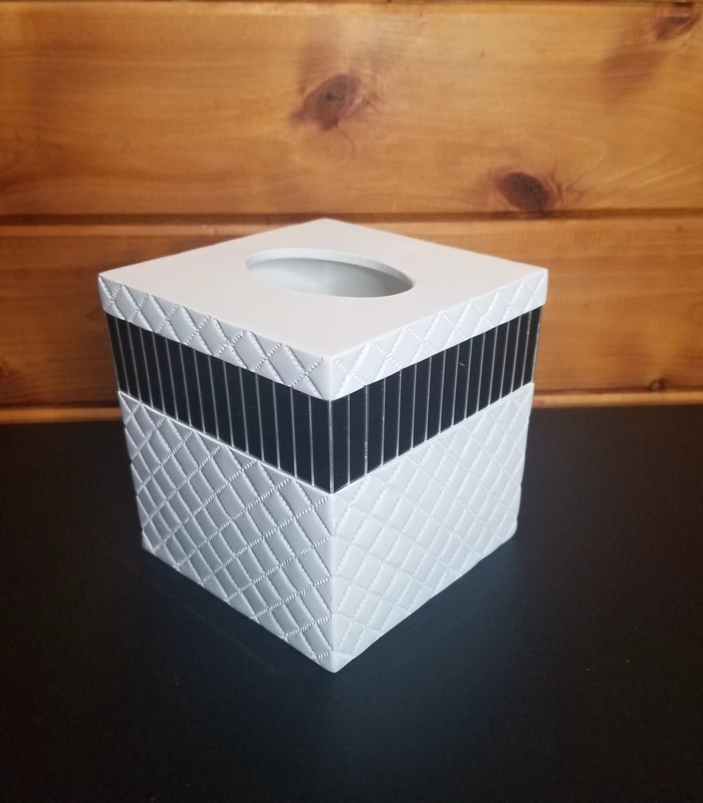 Creative Scents Square Mirrored White Tissue Box Holder Bathroom Decor | eBay