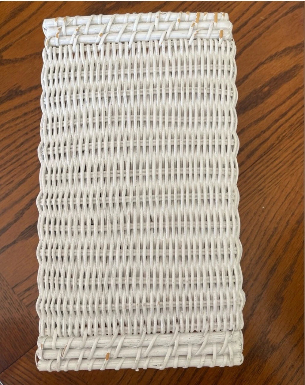 Vintage Woven WHITE WICKER Kleenex TISSUE BOX COVER Holder RECTANGLE | eBay