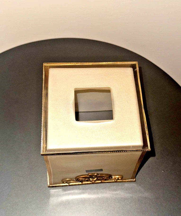 Vintage Bombay Acrylic/Plastic Tissue Box Cover Gold Amber Frosted Ornate | eBay