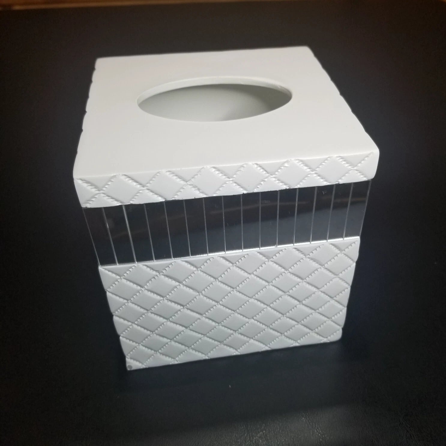 Creative Scents Square Mirrored White Tissue Box Holder Bathroom Decor | eBay
