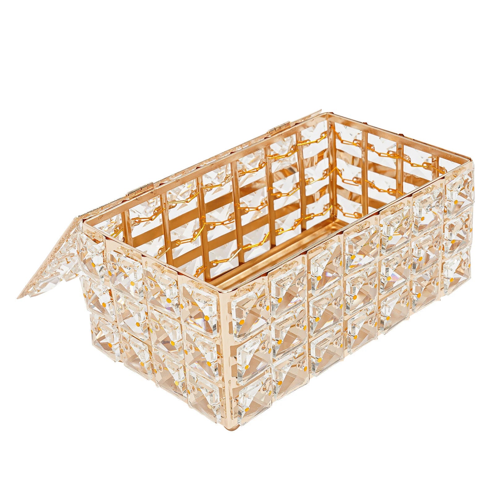 Tabletop Crystal Tissue Box Gold Paper Box Home Crystal Napkin Holder Round Pad | eBay