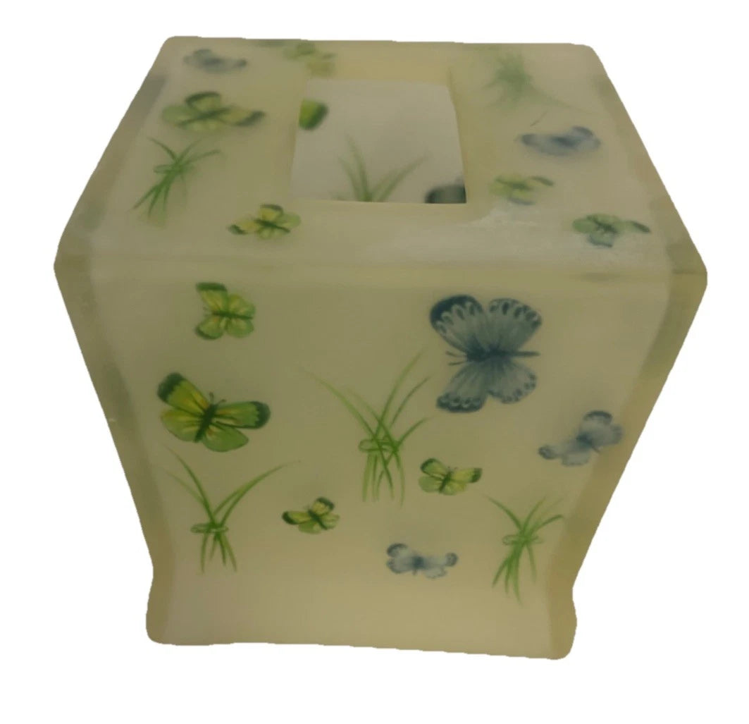 Glass Tissue Box Holder Butterflies Preowned Good Condition | eBay