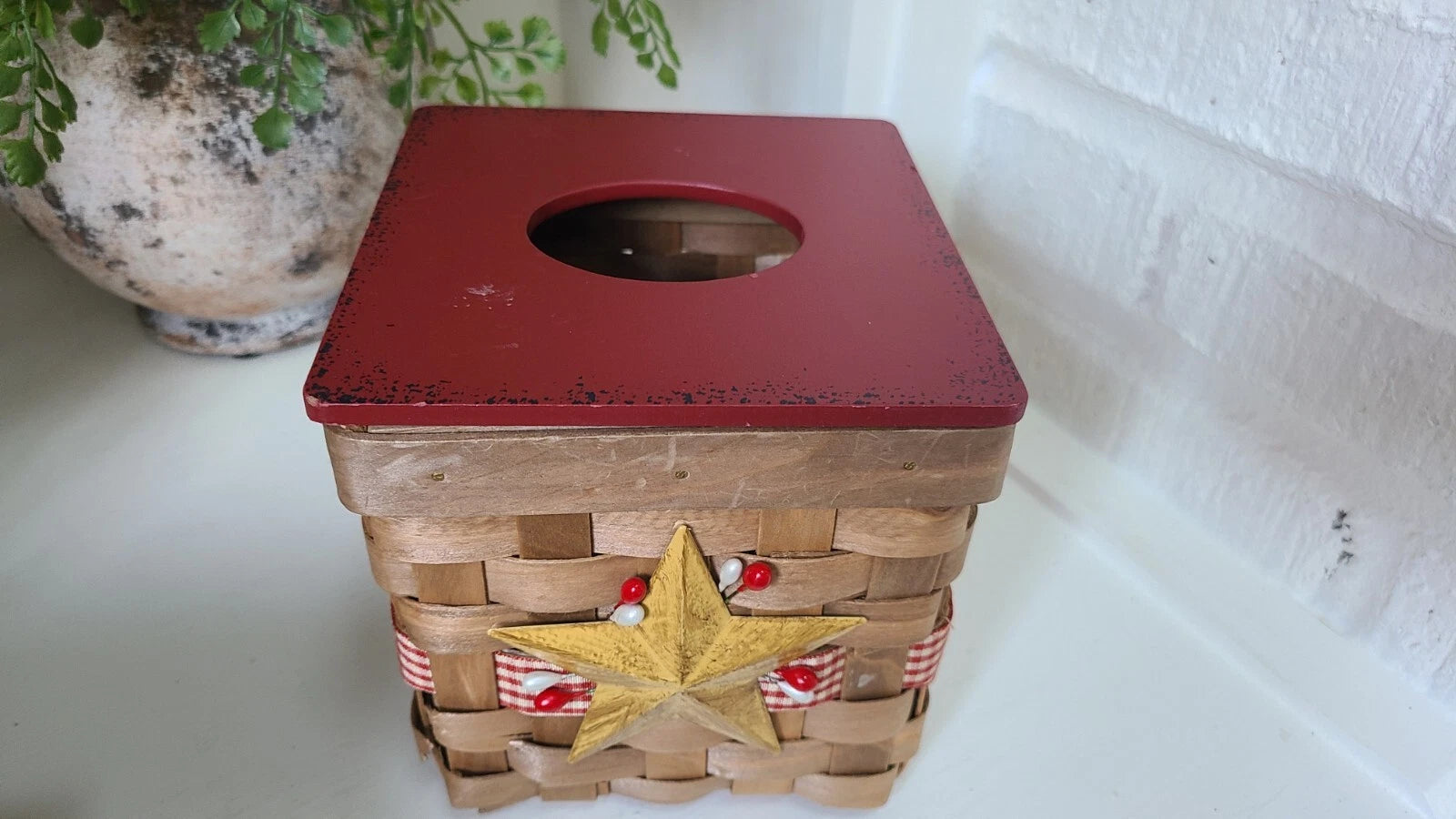 Set Of 2 Red White Star Tissue Box Rectangular & Square Hinged Tissue Box Holder | eBay