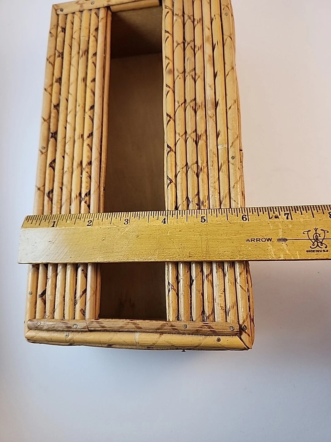 Boho Burnt Bamboo Rectangle Tissue Box Cover With Slid Out Bottom Tiki Bar | eBay