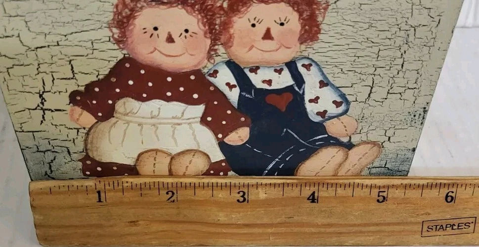 Raggedy Ann & Andy Square Wood Tissue Box Cover Hand Painted HEART SHAPE SLOT | eBay