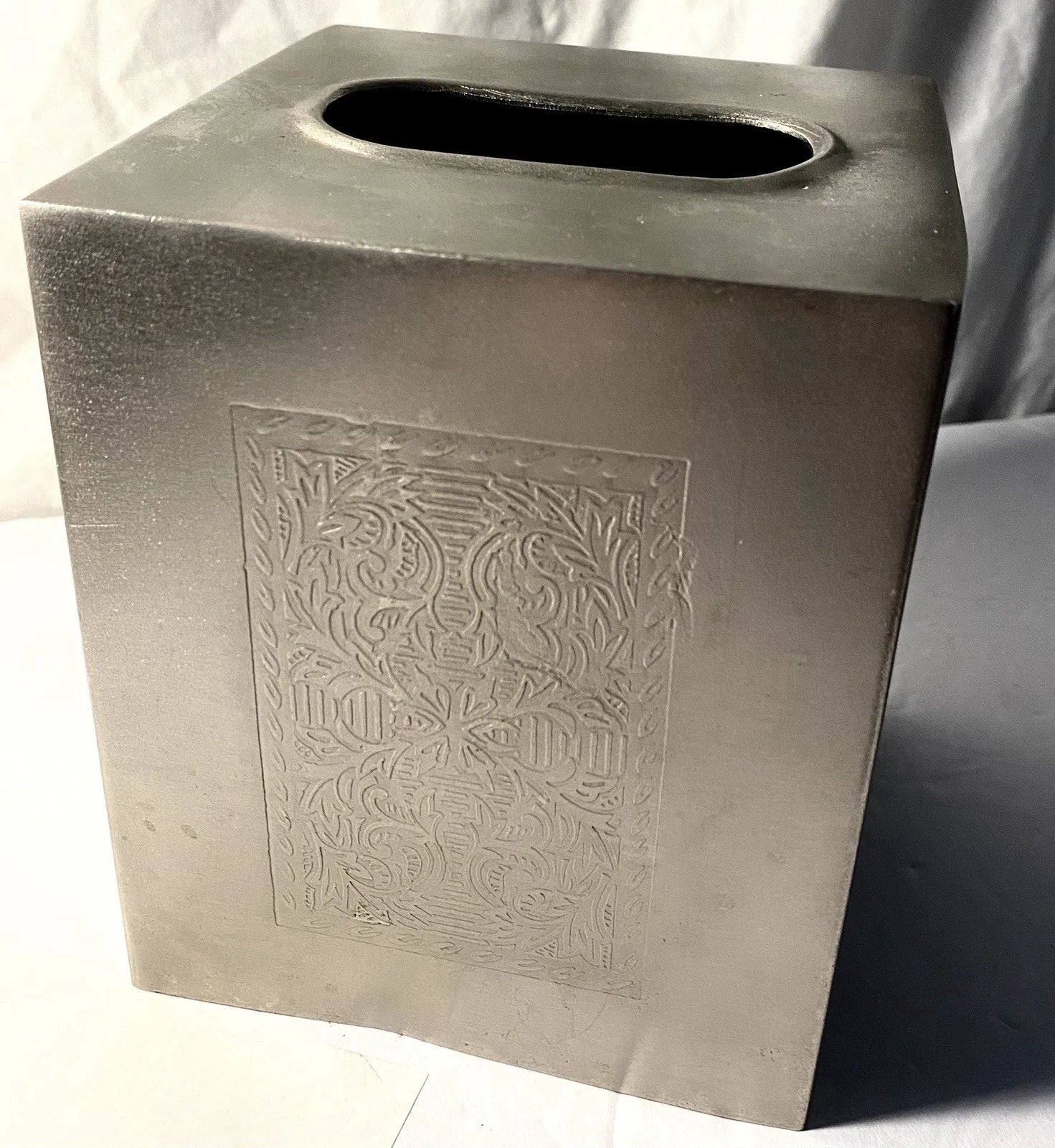 Silver Metal Tissue Box Cover With Design On 2 Sides | eBay