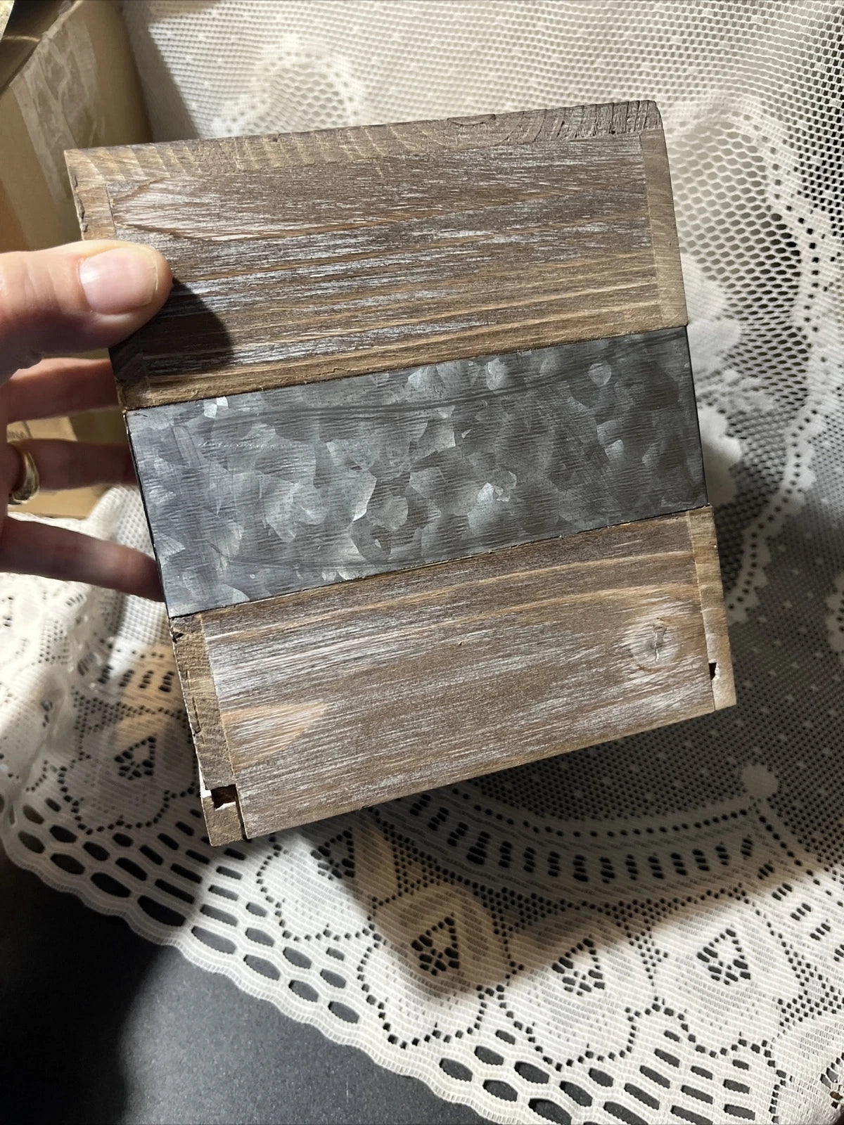 Rustic Metal and Distressed Wood Square Tissue Box Cover Barnyard Designs New | eBay