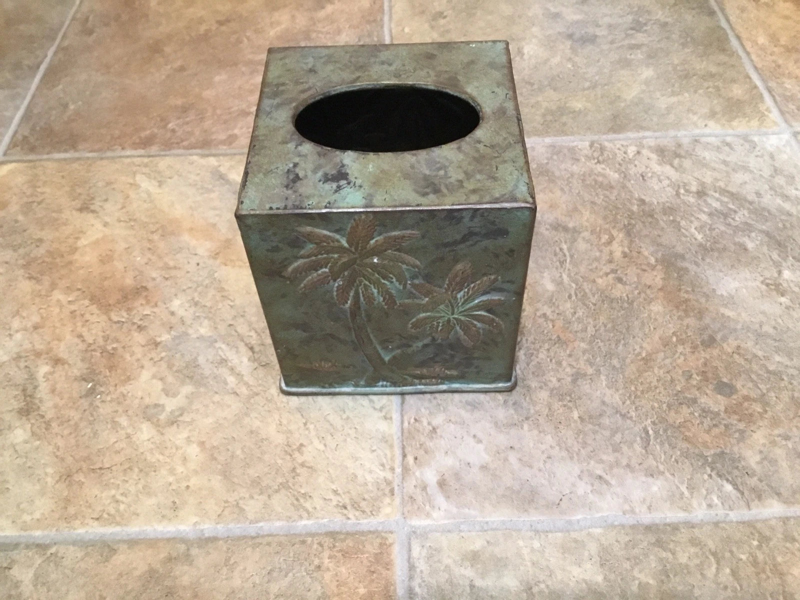 Metal Tissue Box Cover Palm Trees Beach House Decor Distressed | eBay
