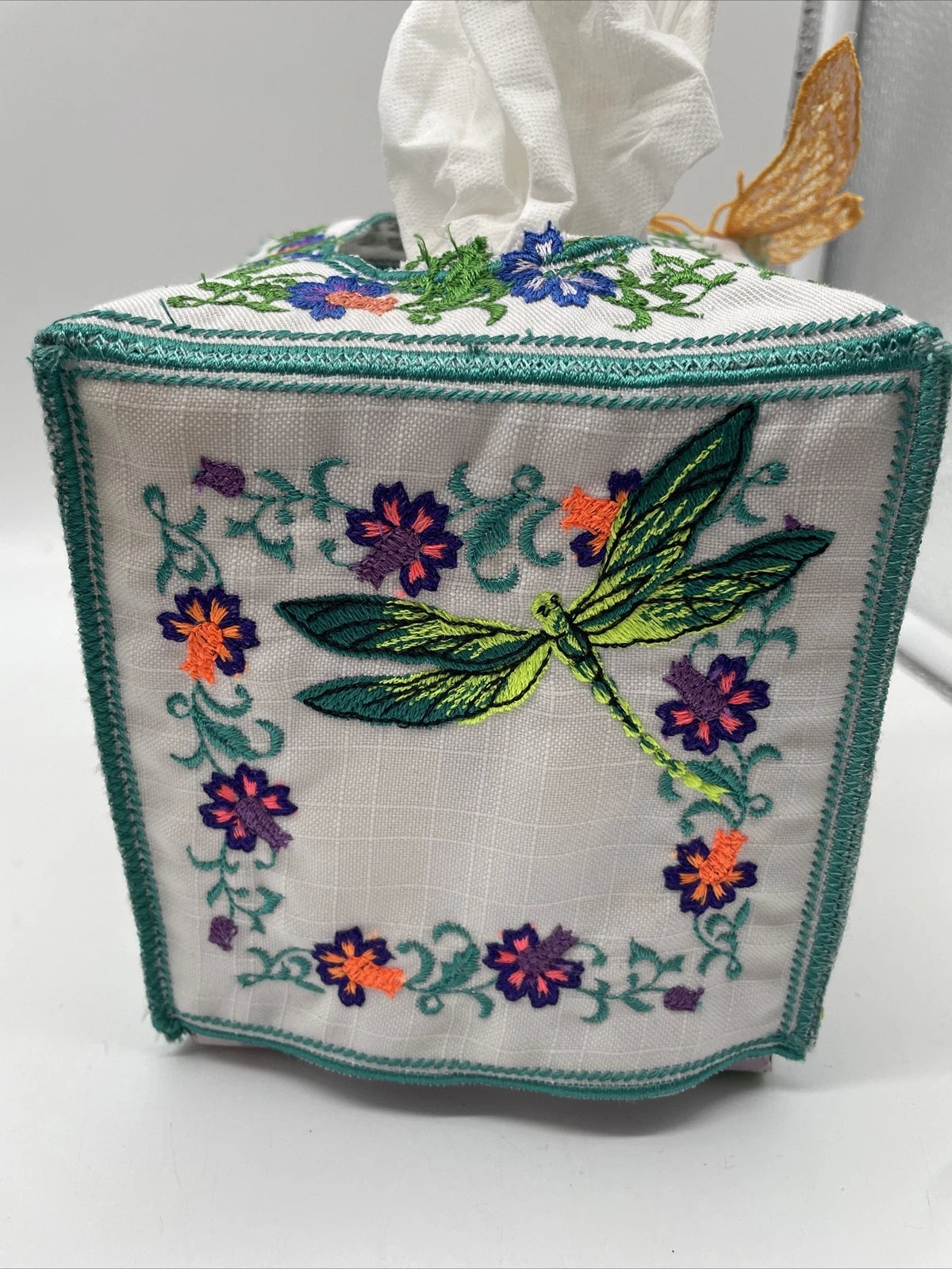 Cube Tissue Box Cover Hummingbird Butterfly Floral Flowers | eBay