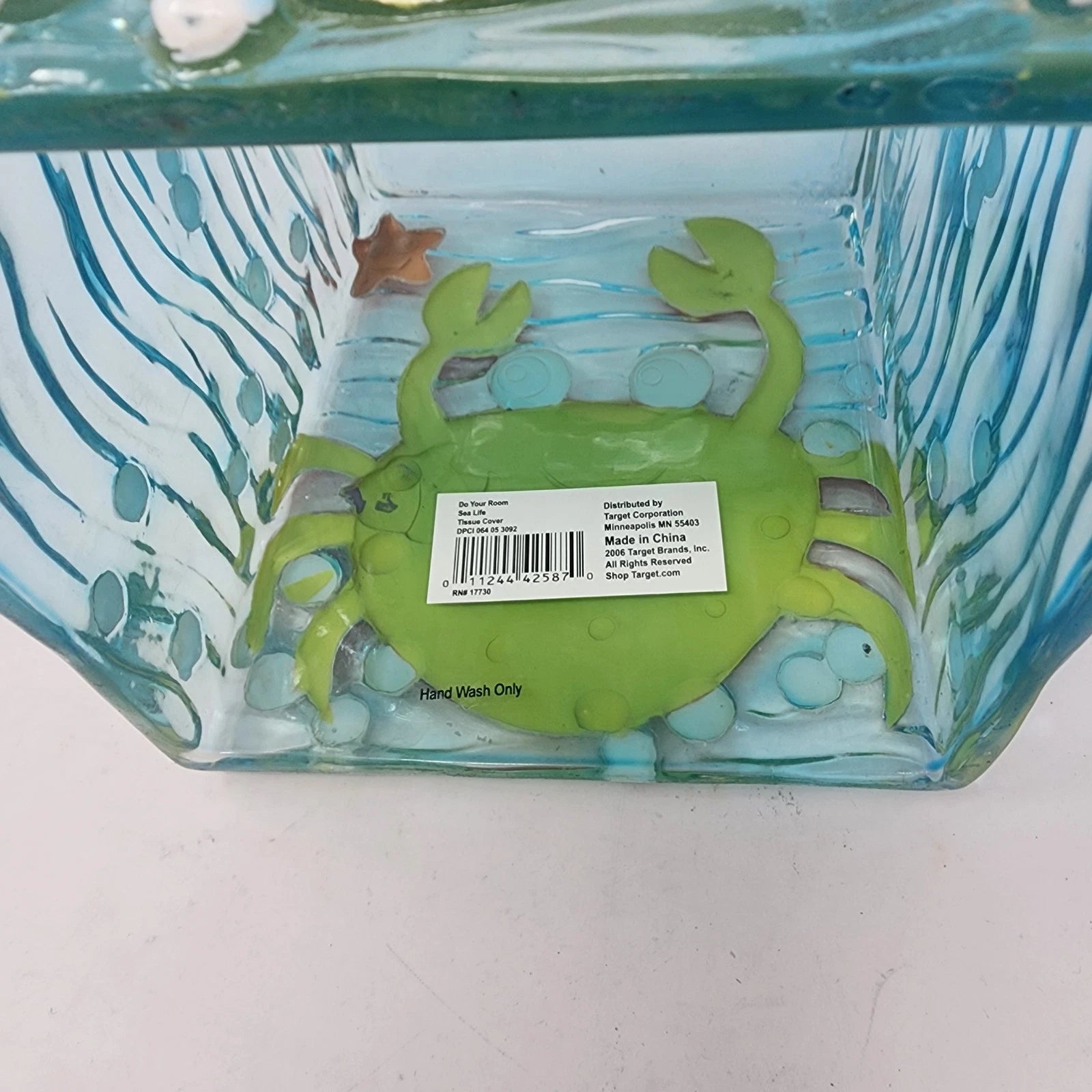Target Do Your Room Sea Life Blue Acrylic Tissue Box Cover 3D Crab Starfish 6x5 | eBay