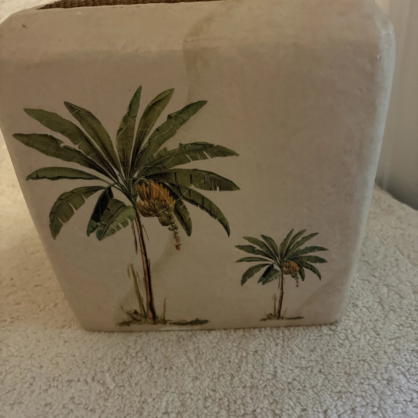 Croscill Tissue Box Cover And Two Soap Dispensers West Palm Trees Hand painted | eBay