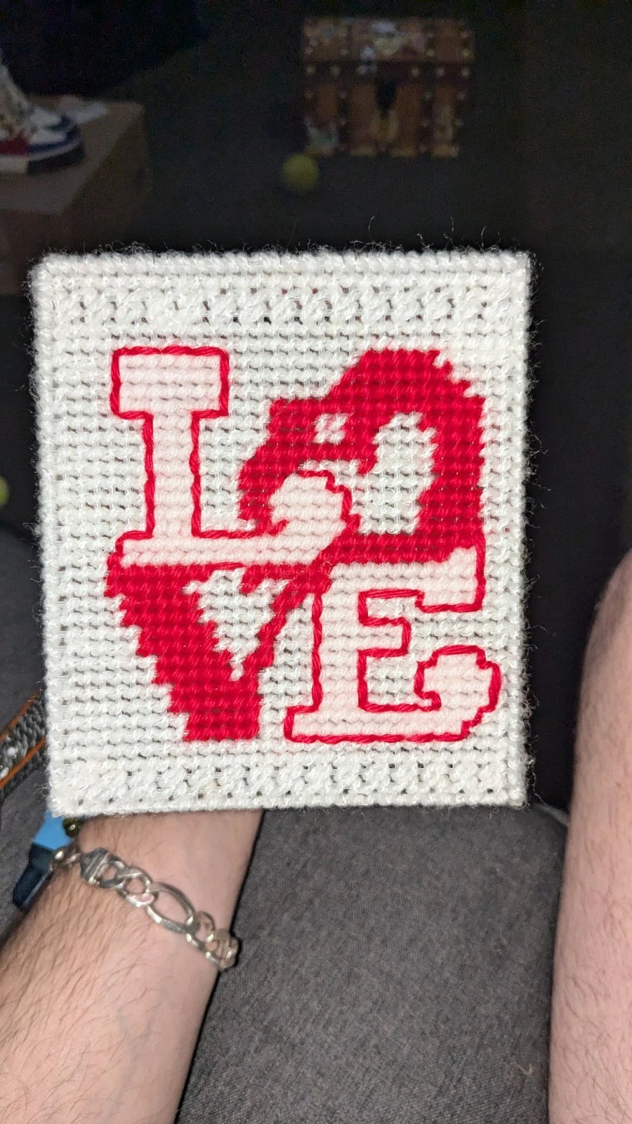 Handmade Artisan Valentine Needlepoint Boutique Tissue Box Cover Red White | eBay