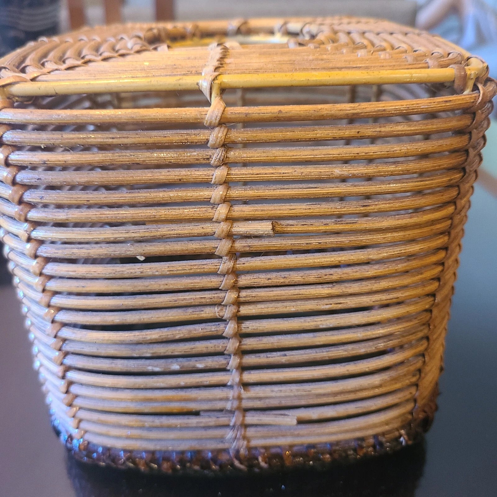 Tissue box holder in wicker rattan. 2 tone. Boho. | eBay